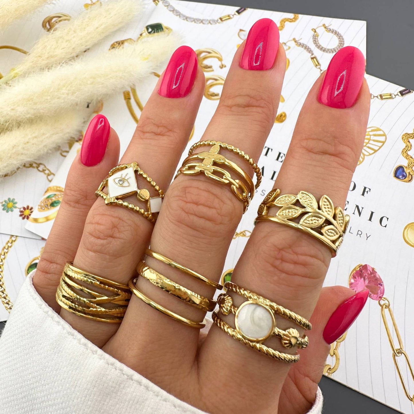 18K gold plated Stainless steel Flower finger ring, Intensity - The Best Accessory