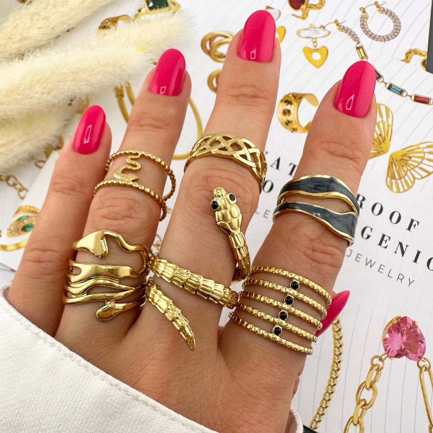 18K gold plated Stainless steel Snake finger ring, Intensity - The Best Accessory