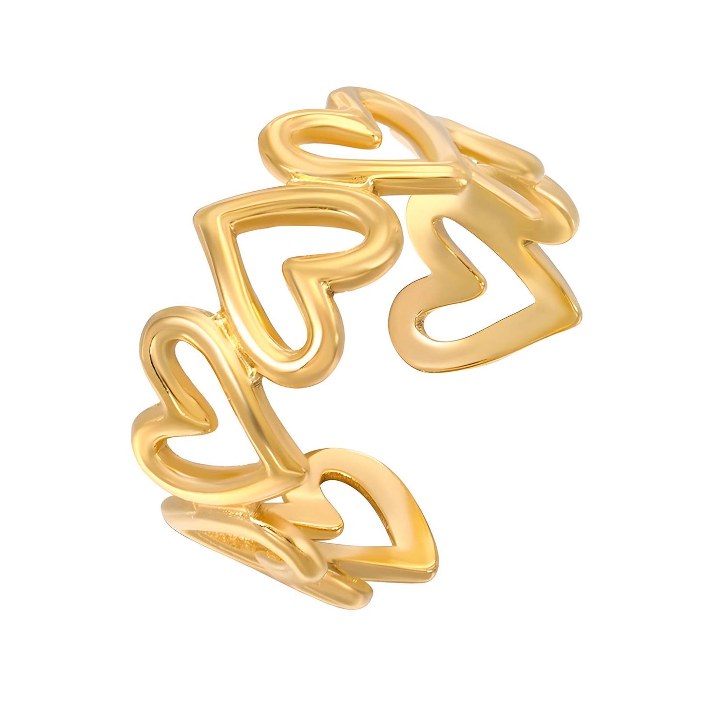 18K gold plated Stainless steel Hearts finger ring, Intensity - The Best Accessory