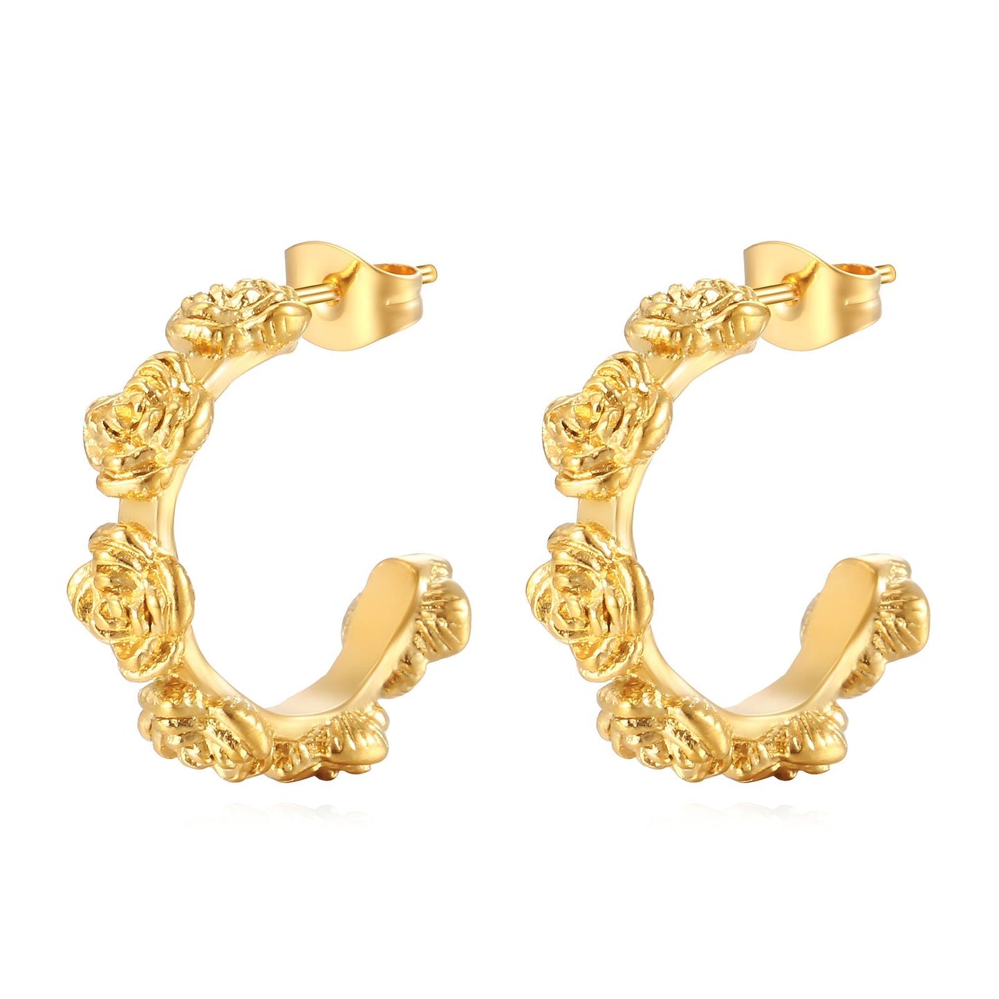18K gold plated Stainless steel Flowers earrings, Intensity - The Best Accessory