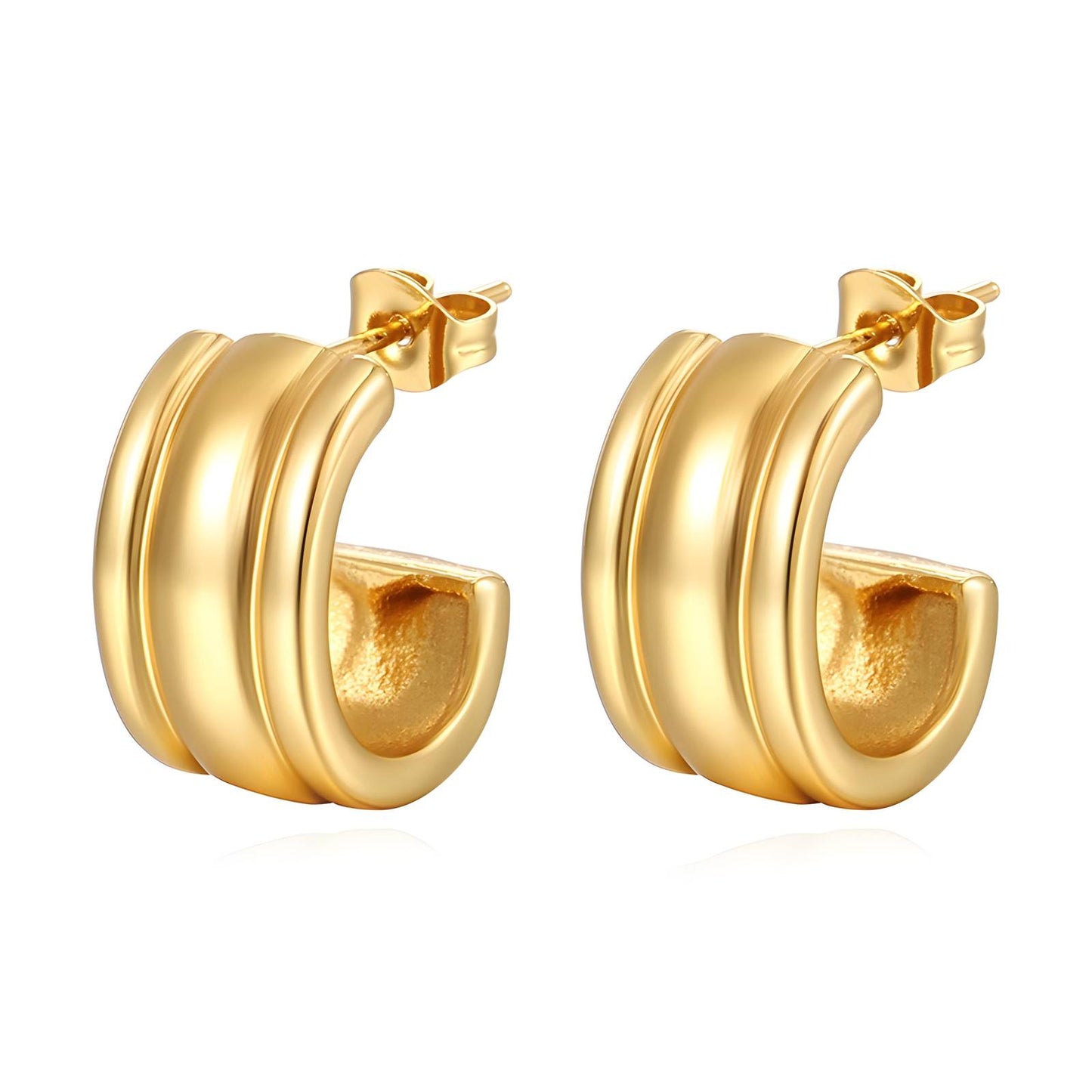 18K Gold Plated Stainless Steel Hoop Earrings, Intensity - The Best Accessory