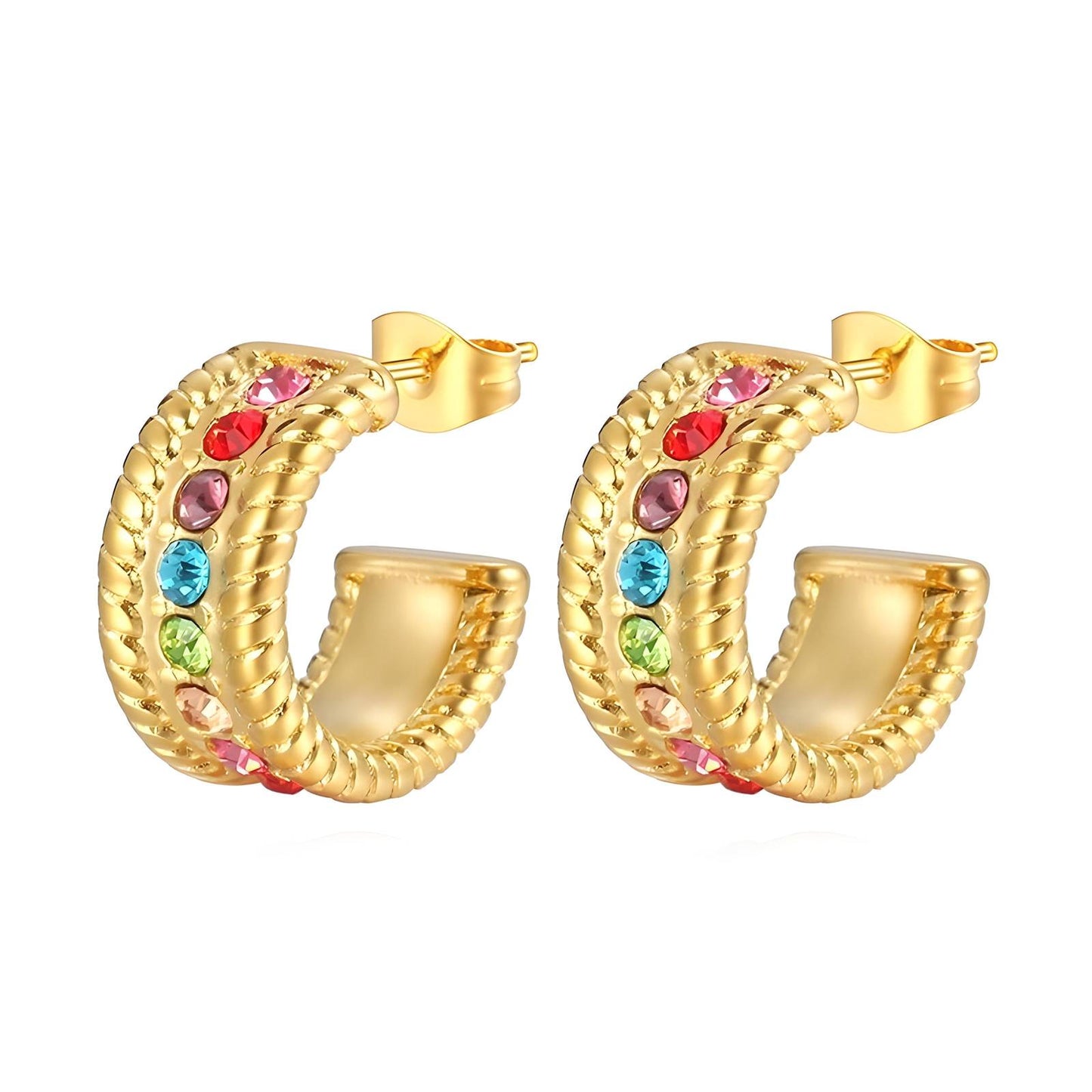 18K Gold Plated Stainless Steel Hoop Earrings, Intensity - The Best Accessory