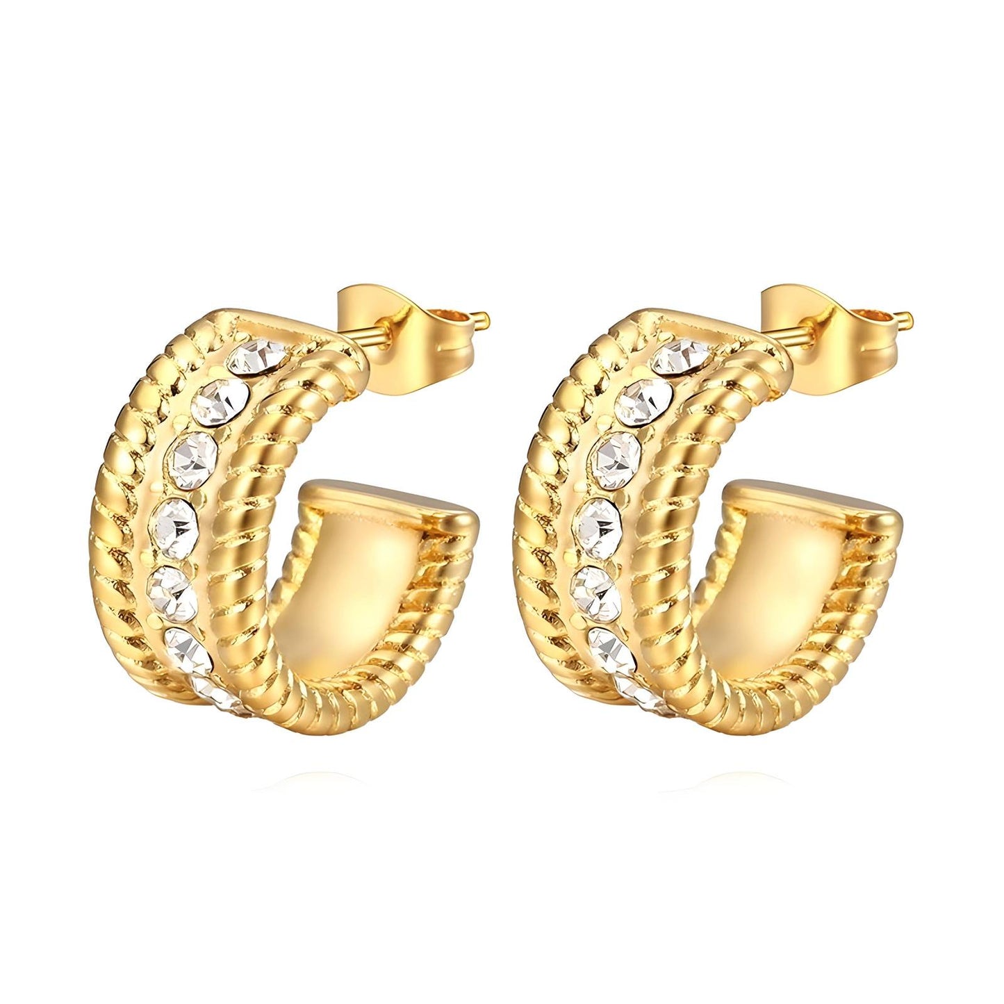 18K Gold Plated Stainless Steel Hoop Earrings, Intensity - The Best Accessory