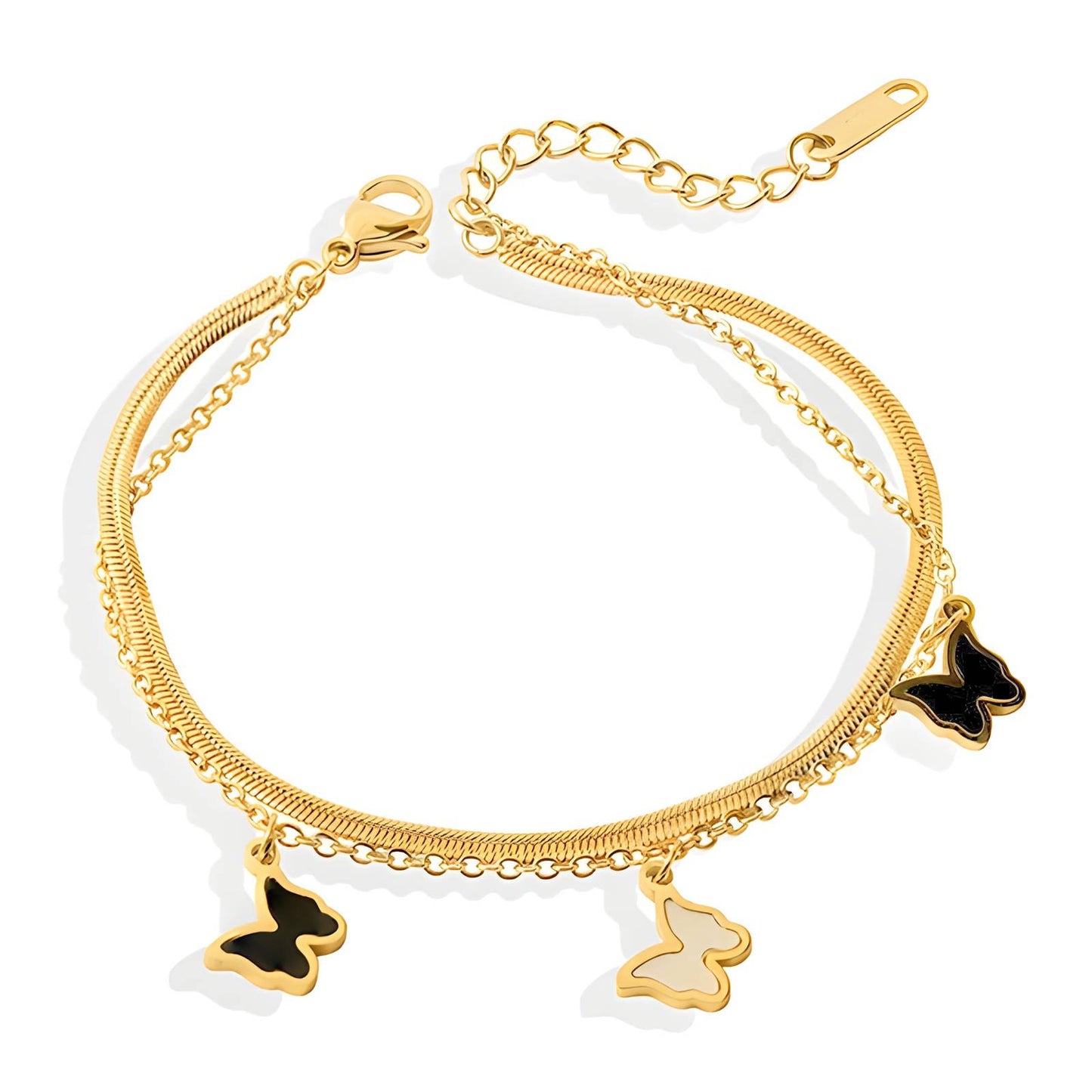 18K gold plated Stainless steel Butterflies bracelet, Intensity - The Best Accessory