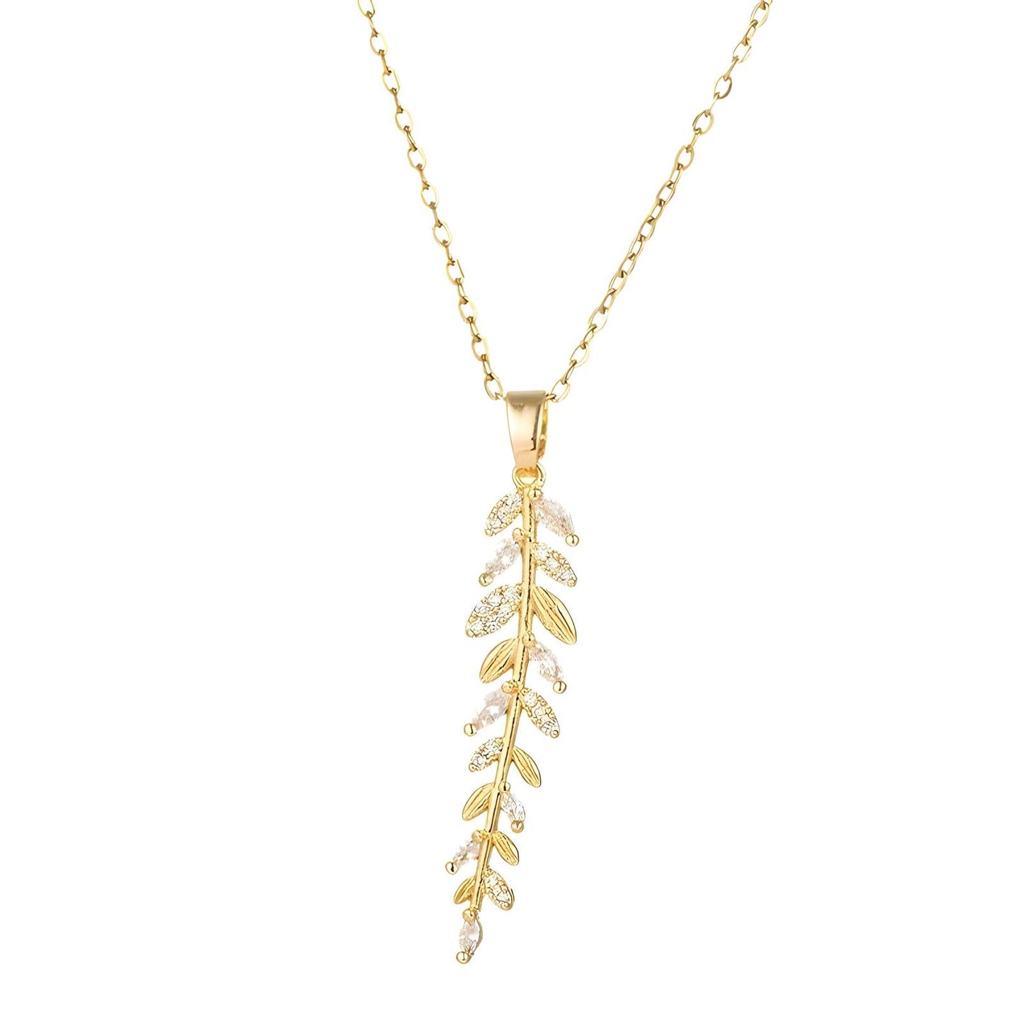 18K gold plated Stainless steel Leafs necklace, Intensity - The Best Accessory