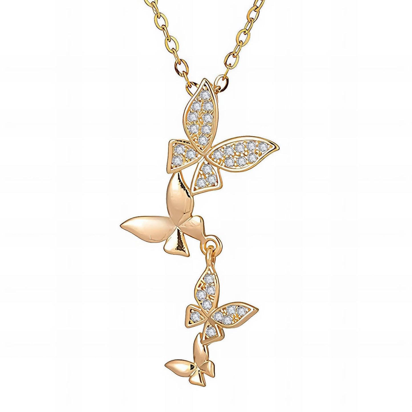 18K gold plated Stainless steel Butterflies necklace, Intensity - The Best Accessory