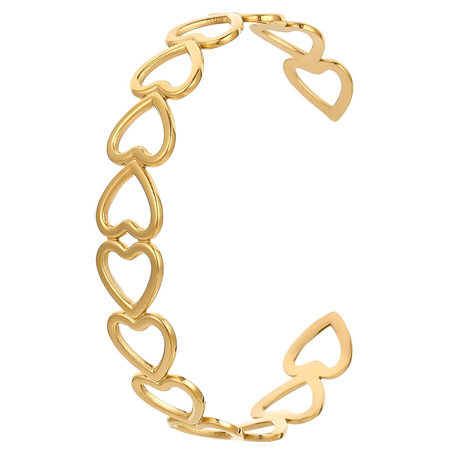18K gold plated Stainless steel Hearts bracelet, Intensity - The Best Accessory