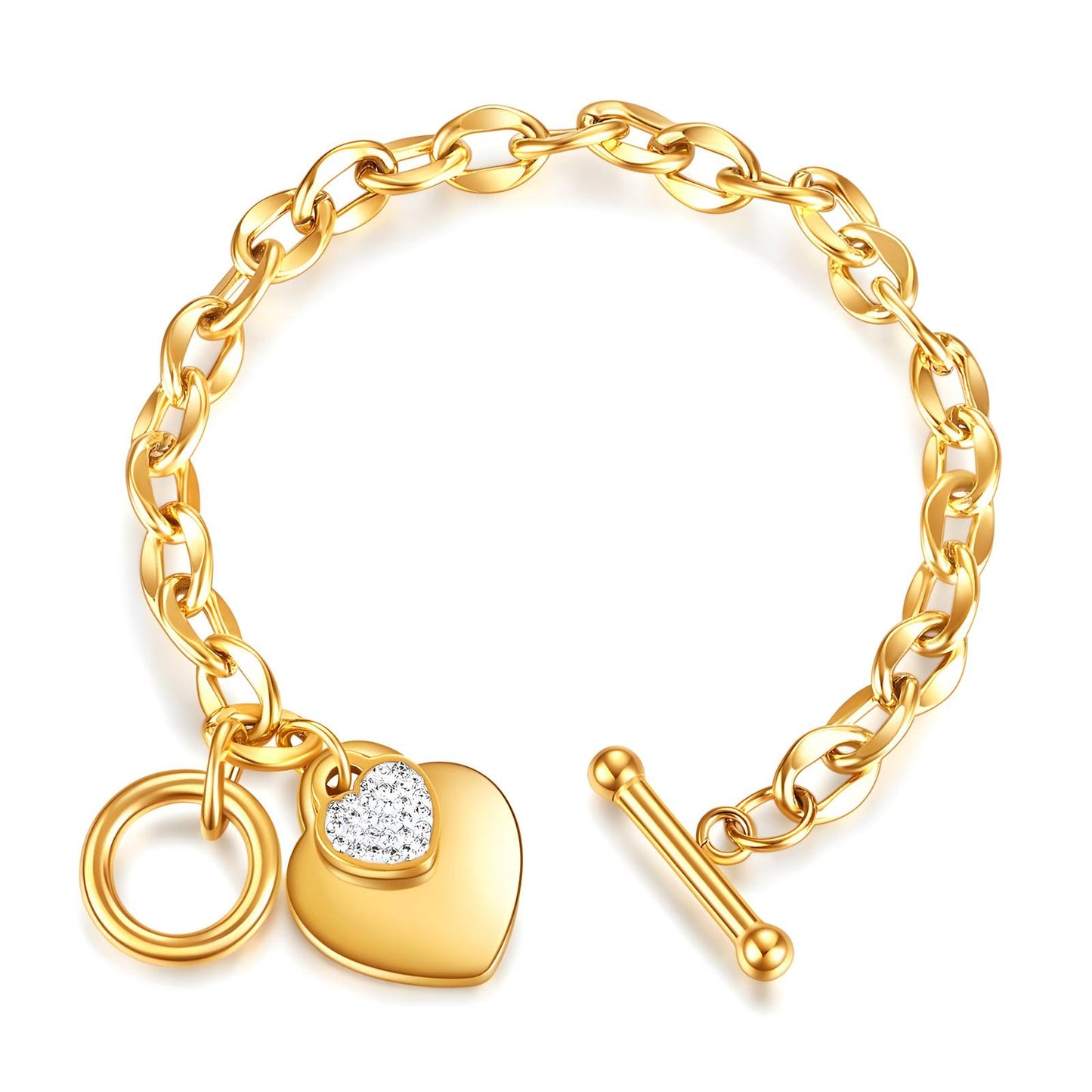 18K gold plated Stainless steel Hearts bracelet, Intensity - The Best Accessory