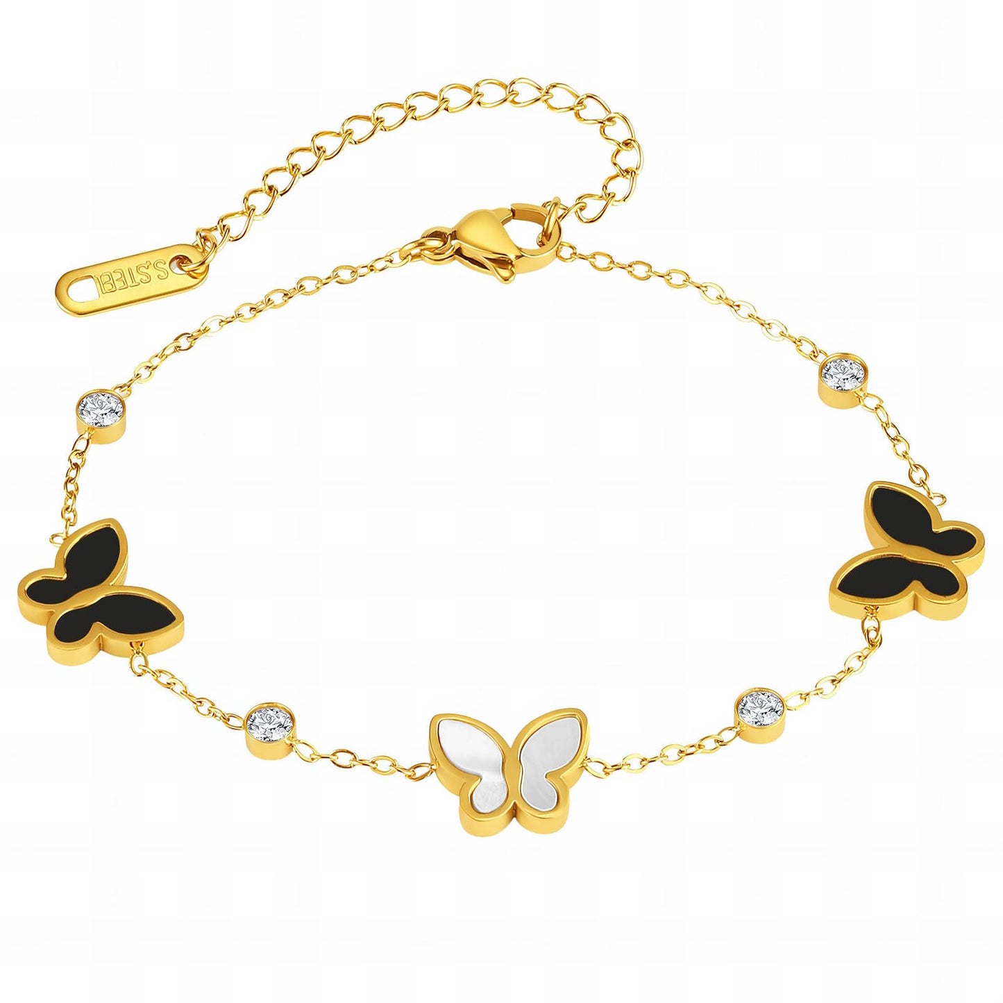 18K gold plated Stainless steel Butterflies bracelet, Intensity - The Best Accessory
