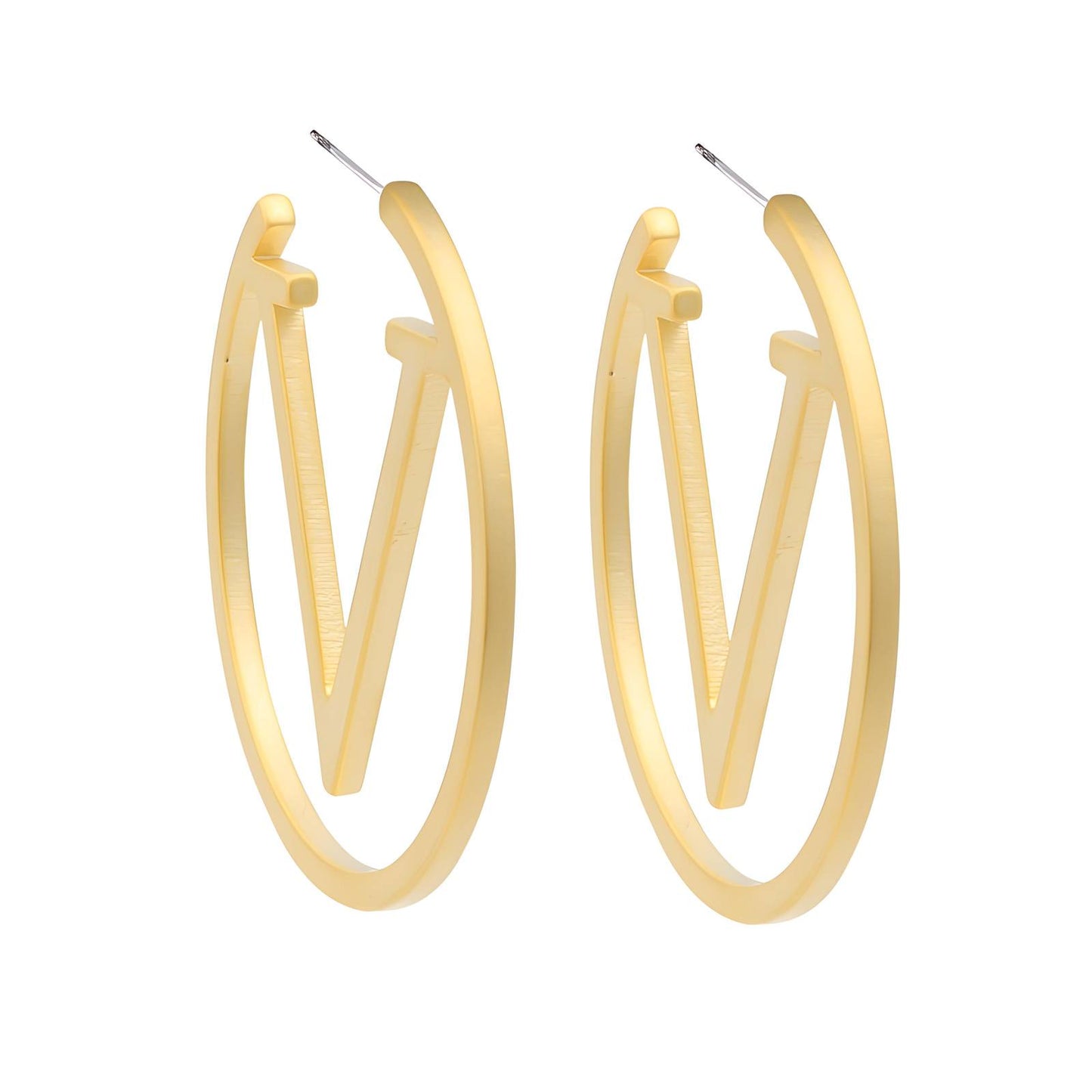 18K gold plated Stainless steel Letter V earrings, Intensity - The Best Accessory