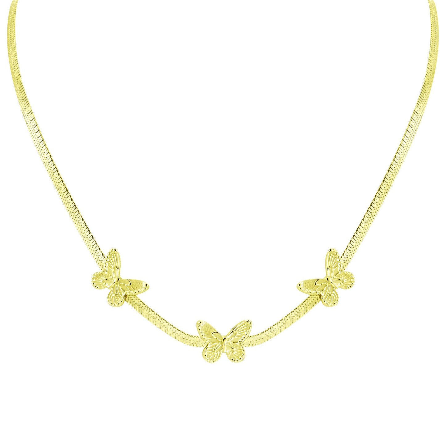 18K gold plated Stainless steel Butterflies necklace, Intensity - The Best Accessory