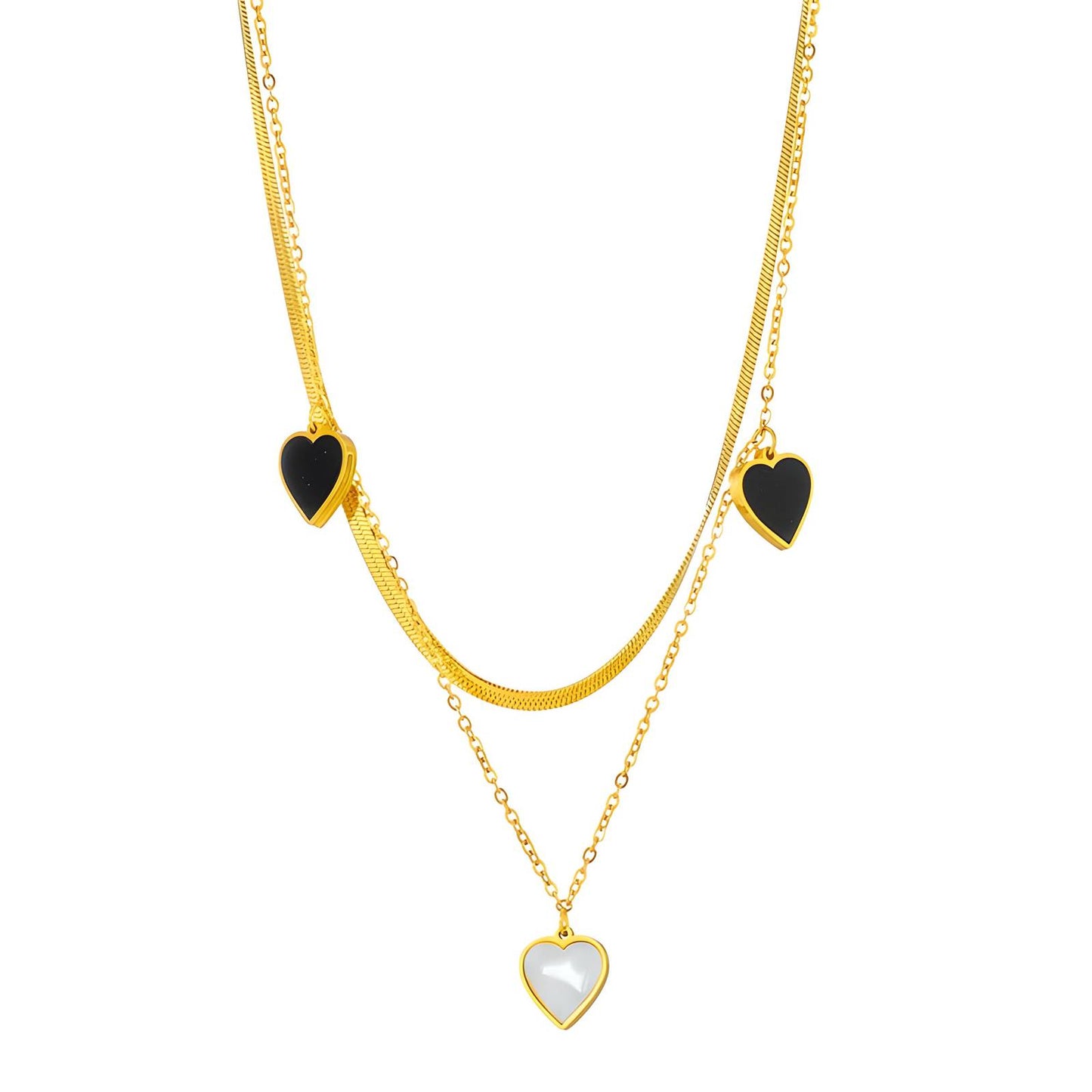 18K gold plated Stainless steel Hearts necklace, Intensity - The Best Accessory