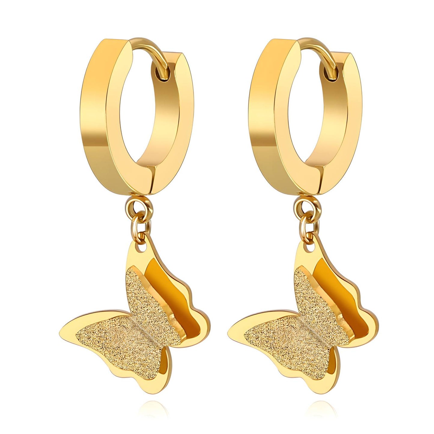 18K gold plated Stainless steel Butterflies earrings, Intensity - The Best Accessory