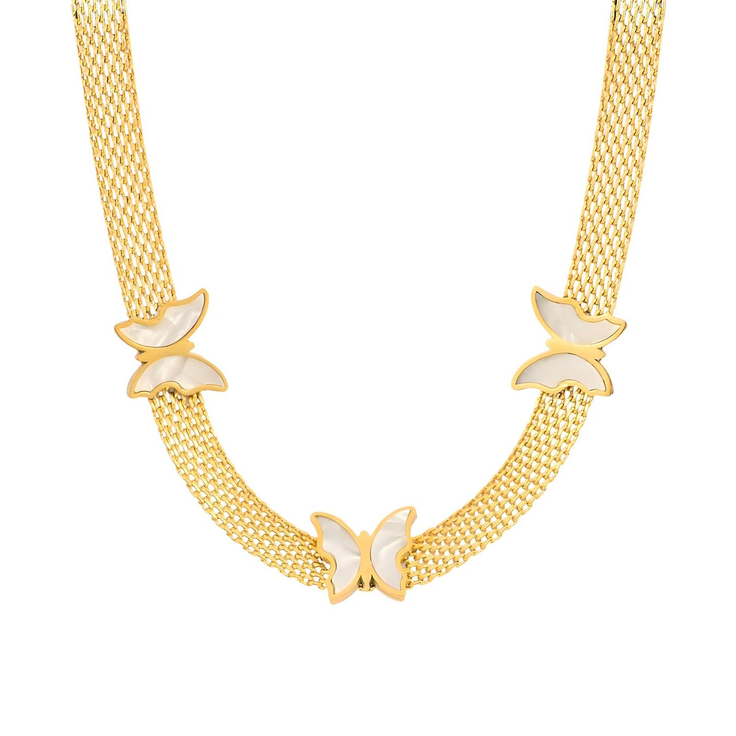 18K gold plated Stainless steel Butterflies necklace, Intensity - The Best Accessory