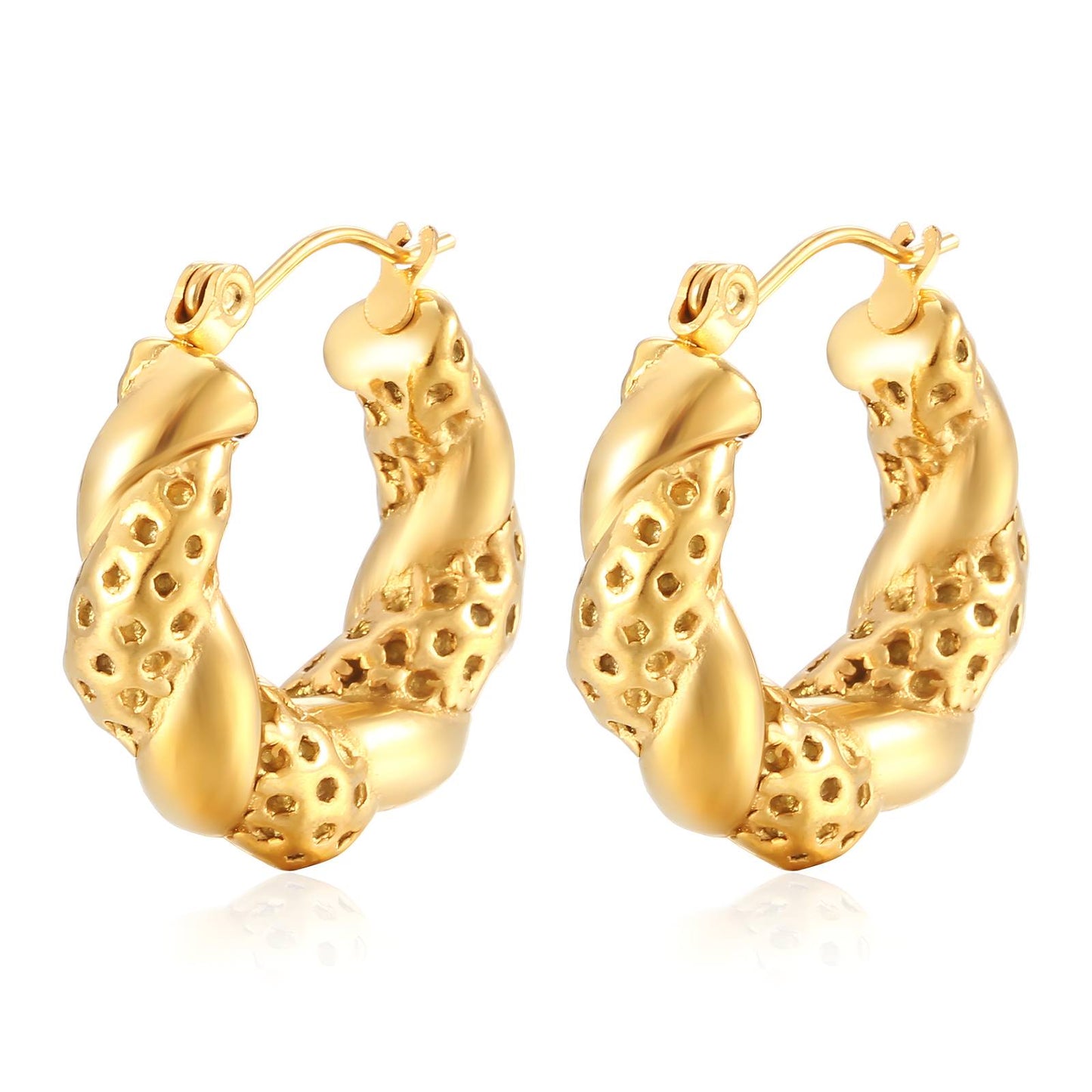 18K Gold Plated Stainless Steel Hoop Earrings, Intensity - The Best Accessory