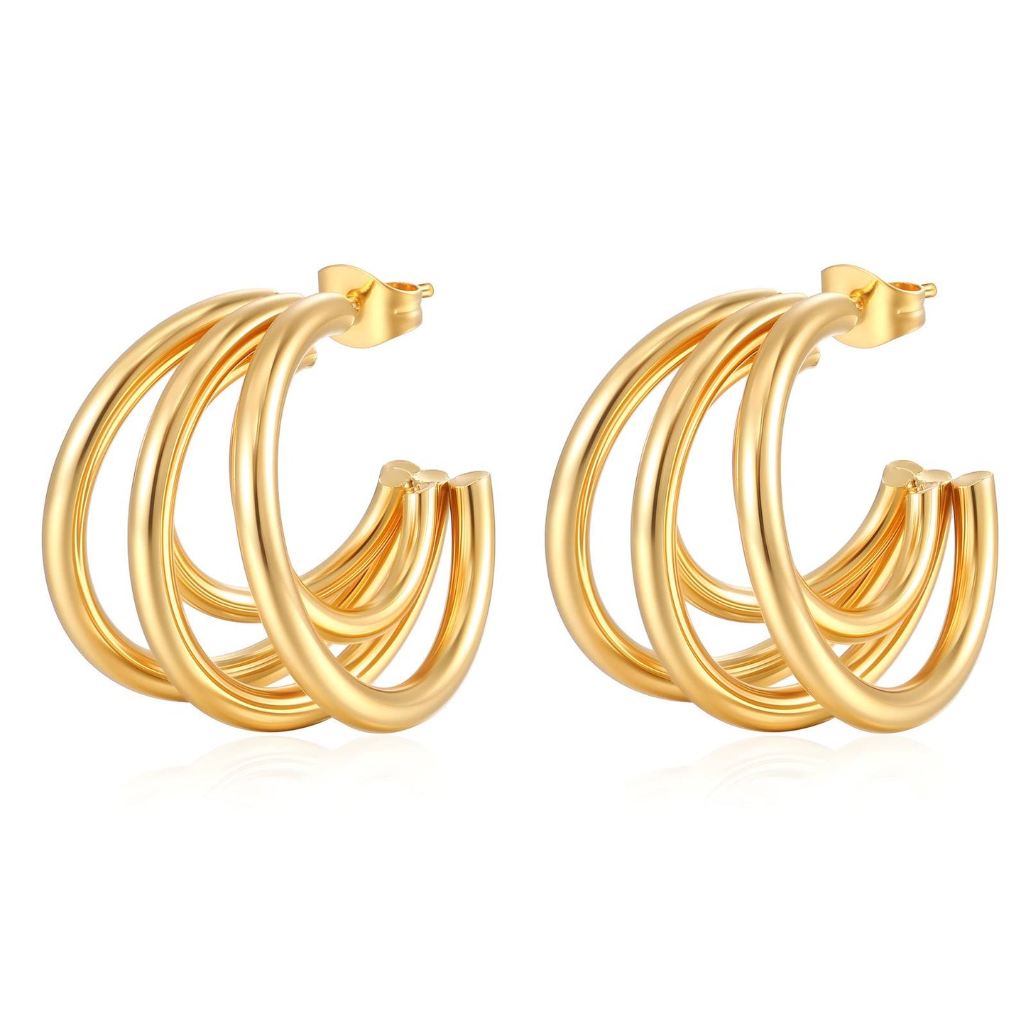 18K Gold Plated Stainless Steel Hoop Earrings, Intensity - The Best Accessory