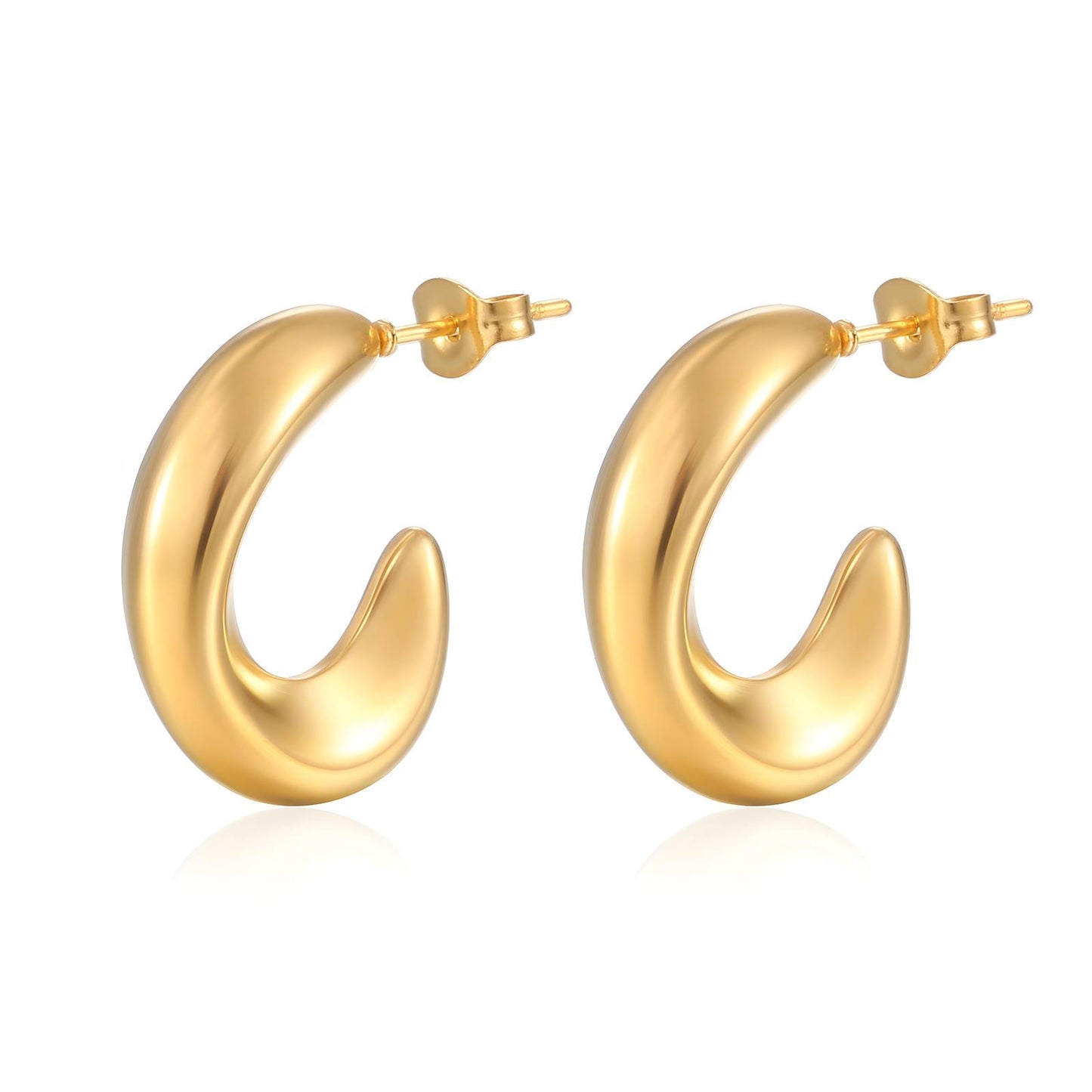 18K Gold Plated Stainless Steel Hoop Earrings, Intensity - The Best Accessory
