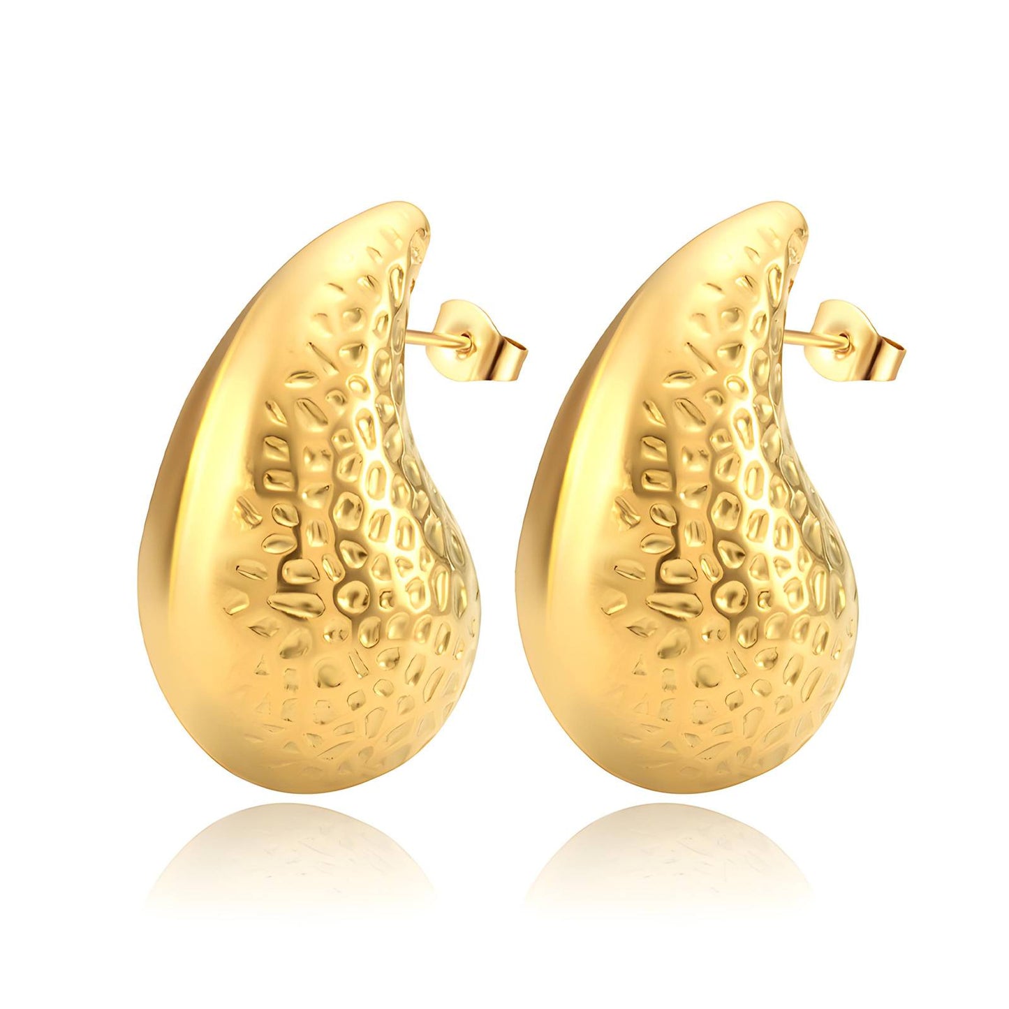 18K Gold Plated Stainless Steel Teardrop Earrings, Intensity