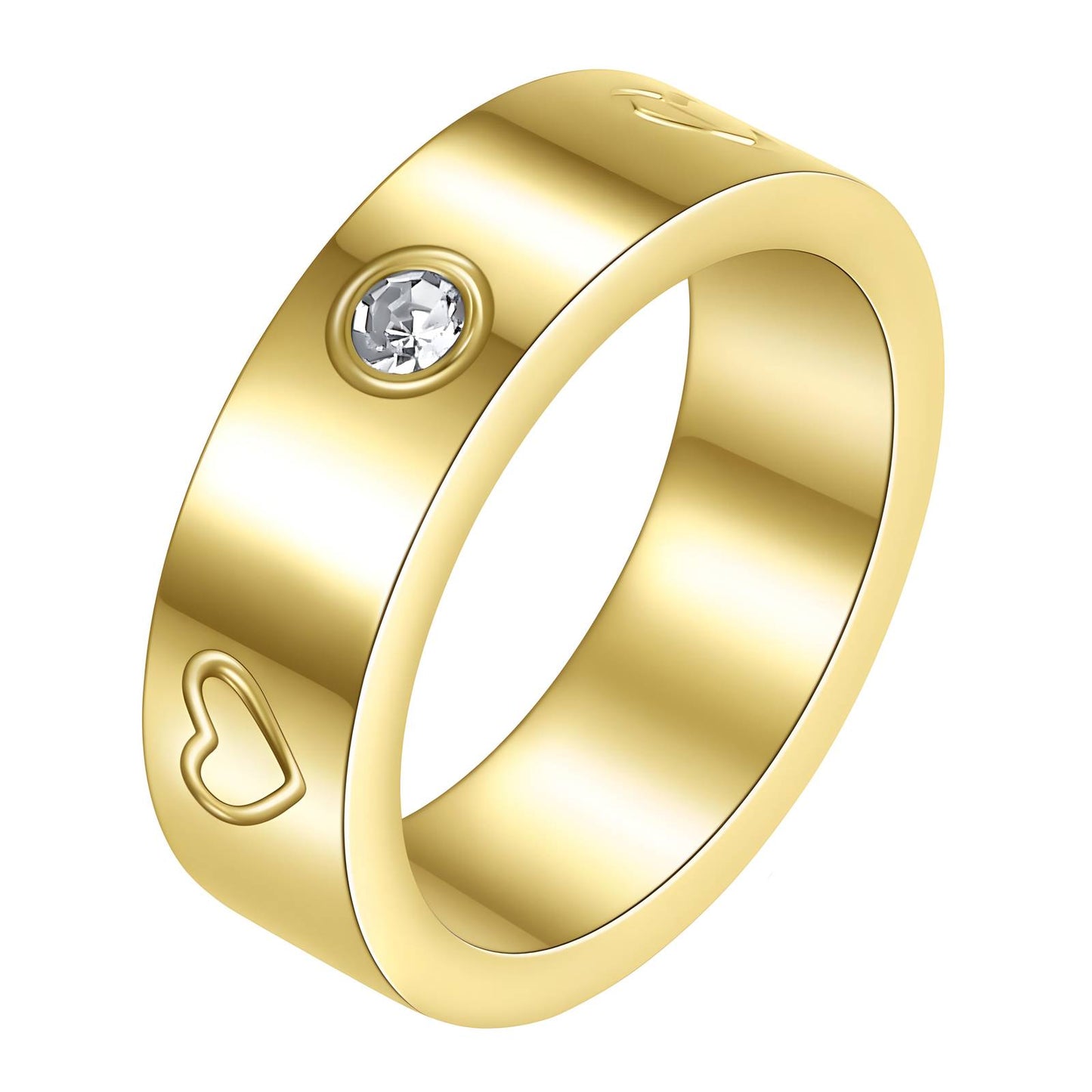 18K gold plated Stainless steel Hearts finger ring, Intensity - The Best Accessory