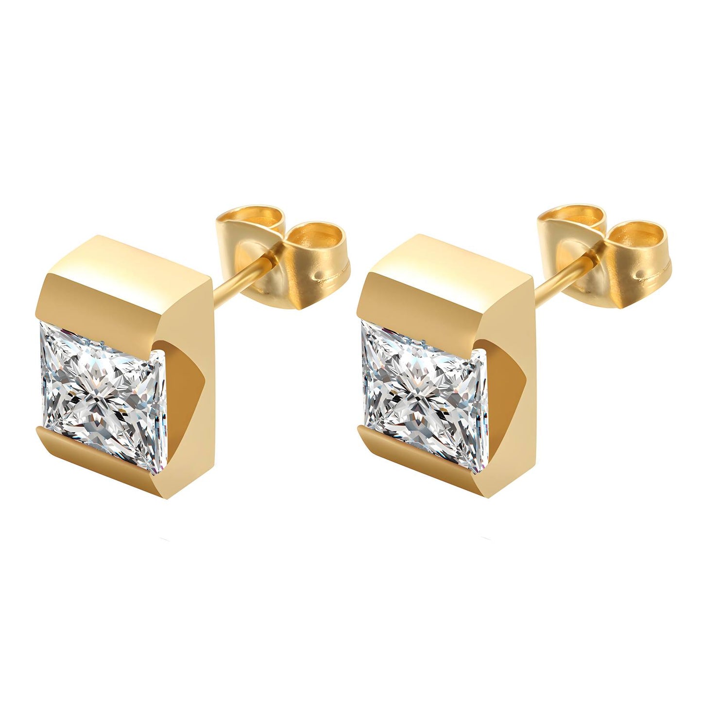 18K Gold Plated Stainless Steel Stud Earrings, Intensity - The Best Accessory