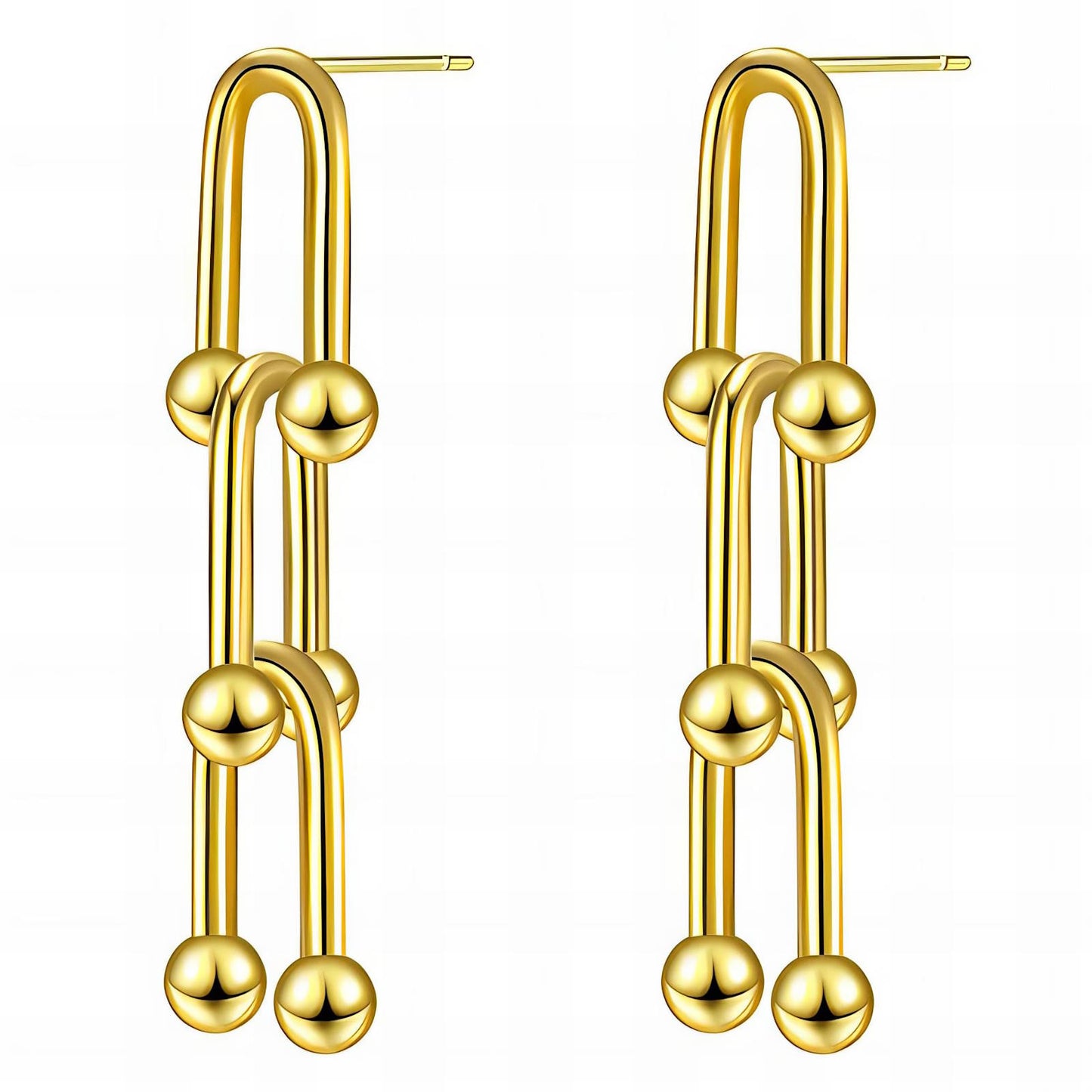 18K Gold Plated Stainless Steel Link Drop Earrings, Intensity - The Best Accessory