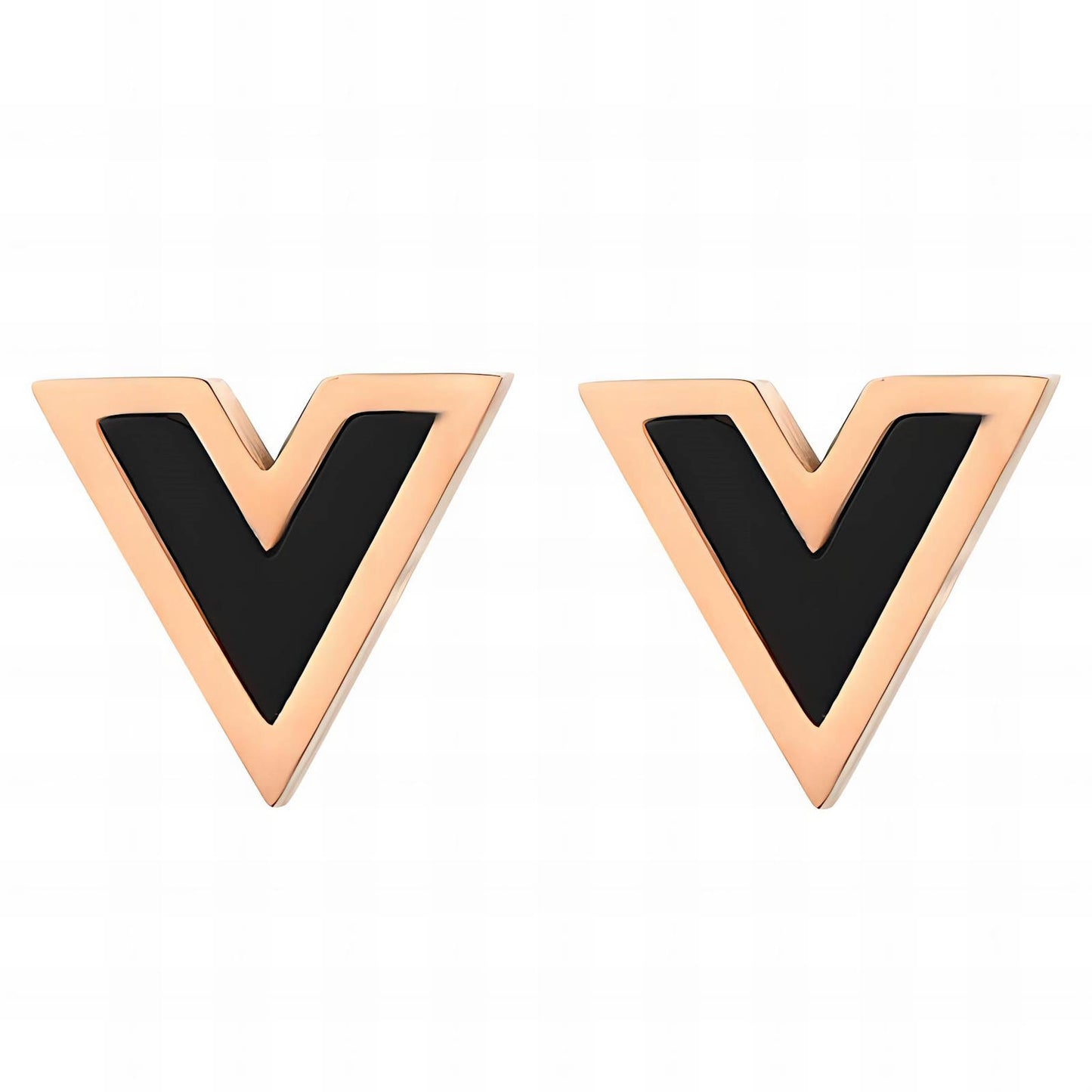 18K gold plated Stainless steel Letter V earrings, Intensity - The Best Accessory