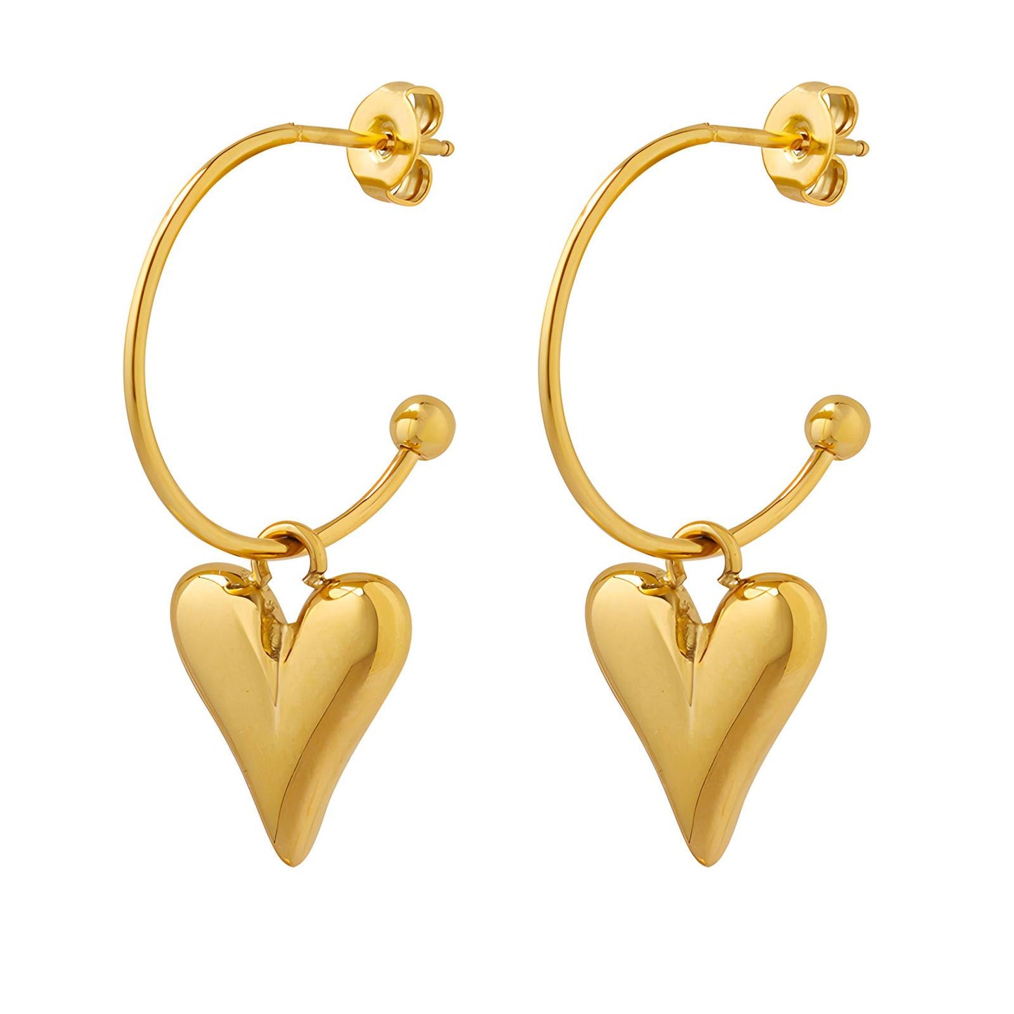 18K gold plated Stainless steel Hearts earrings, Intensity - The Best Accessory