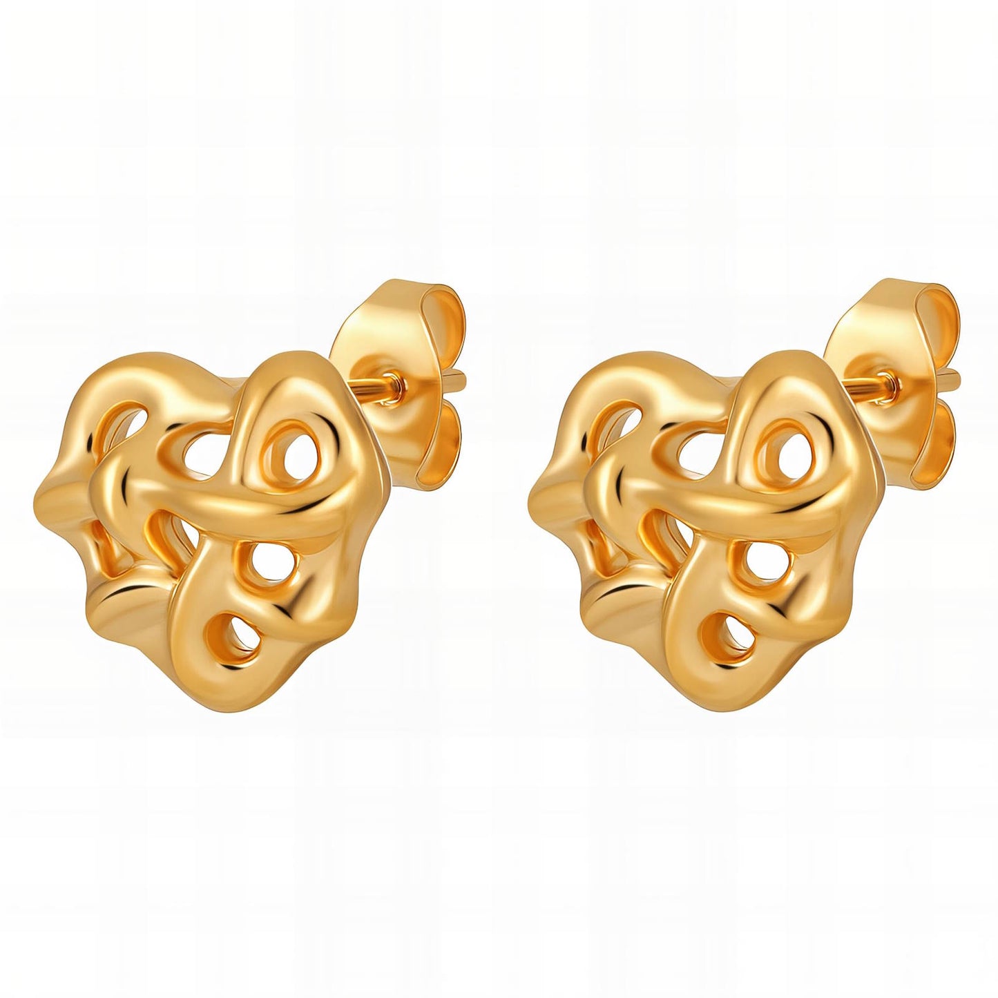 18K gold plated Stainless steel Hearts earrings, Intensity - The Best Accessory