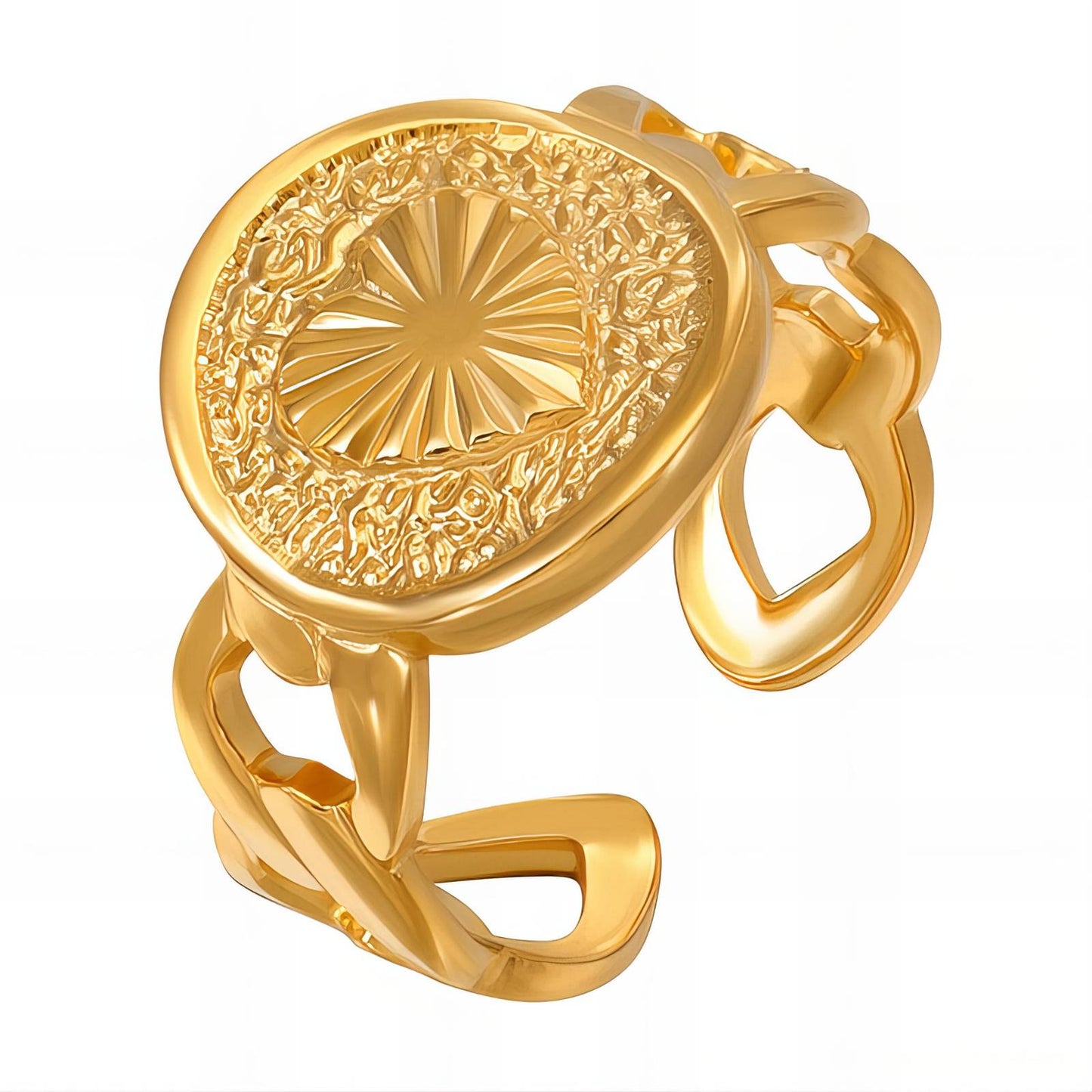 18K gold plated Stainless steel Heart finger ring, Intensity - The Best Accessory