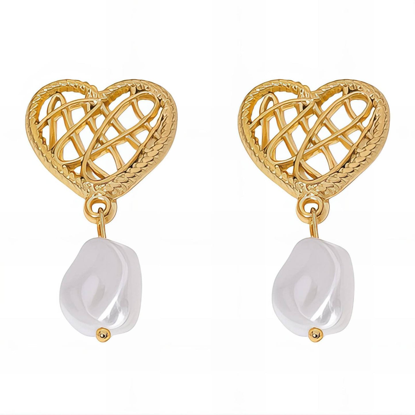 18K gold plated Stainless steel Hearts earrings, Intensity - The Best Accessory