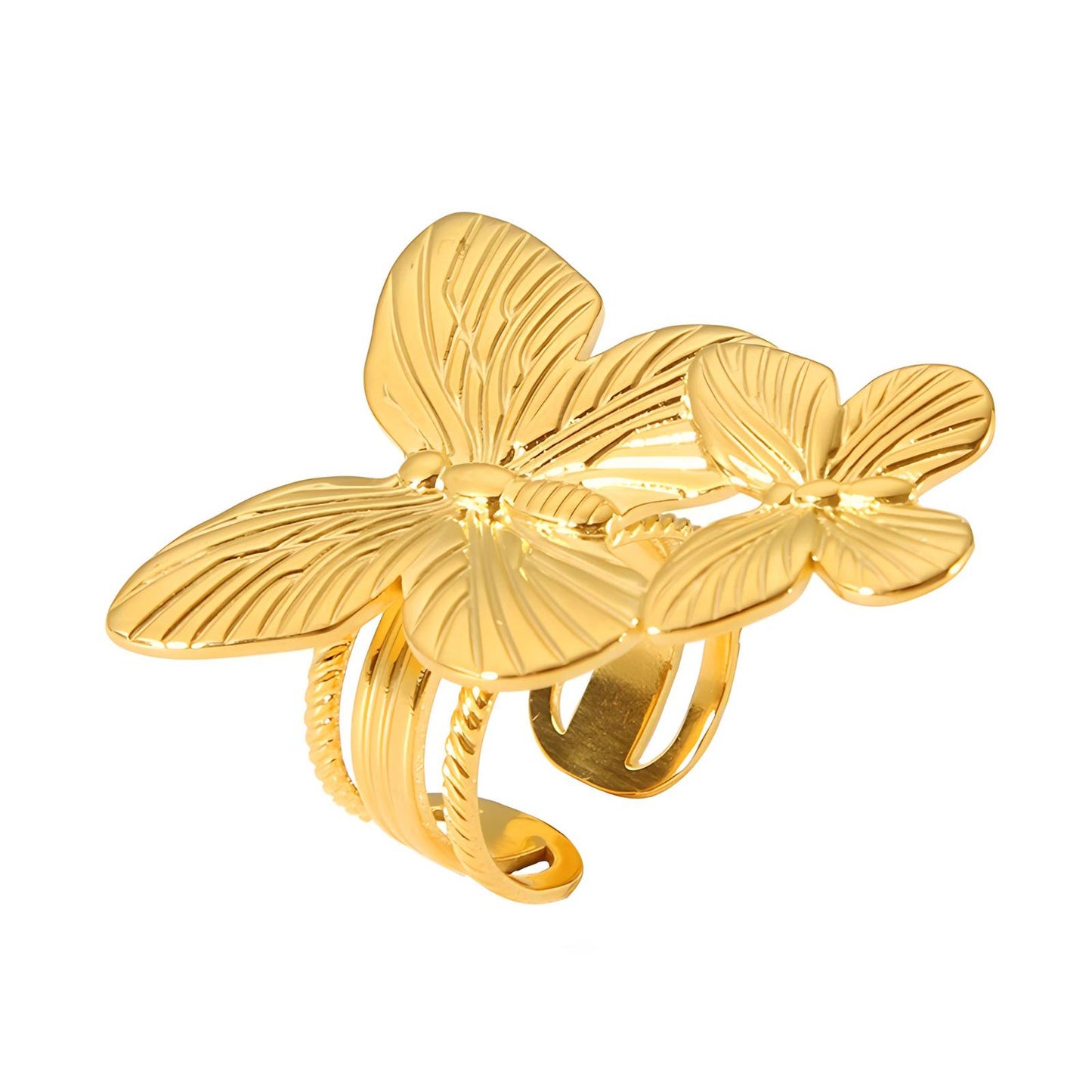 18K gold plated Stainless steel Butterflies finger ring, Intensity - The Best Accessory