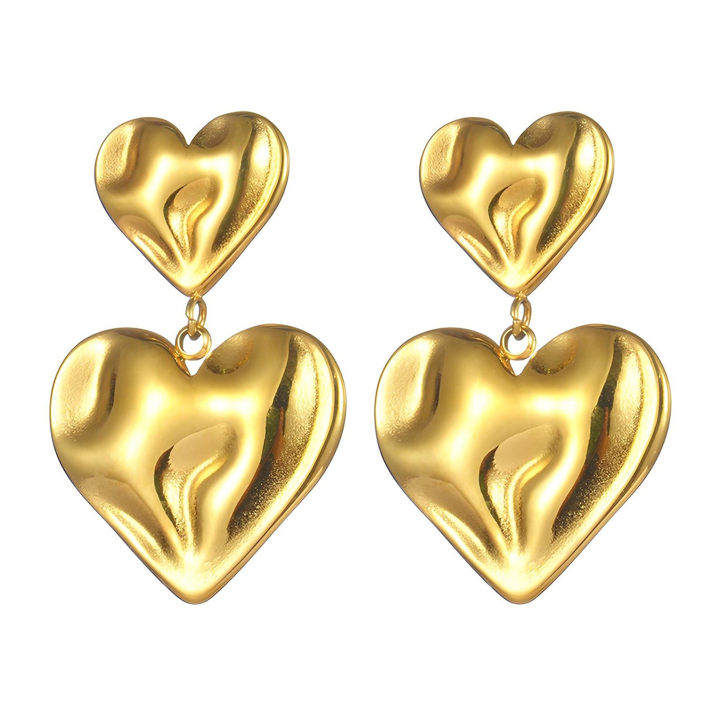 18K gold plated Stainless steel Hearts earrings, Intensity - The Best Accessory