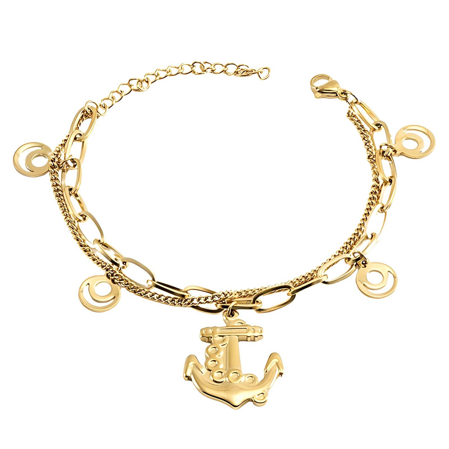 18K gold plated Stainless steel Anchor bracelet, Intensity - The Best Accessory