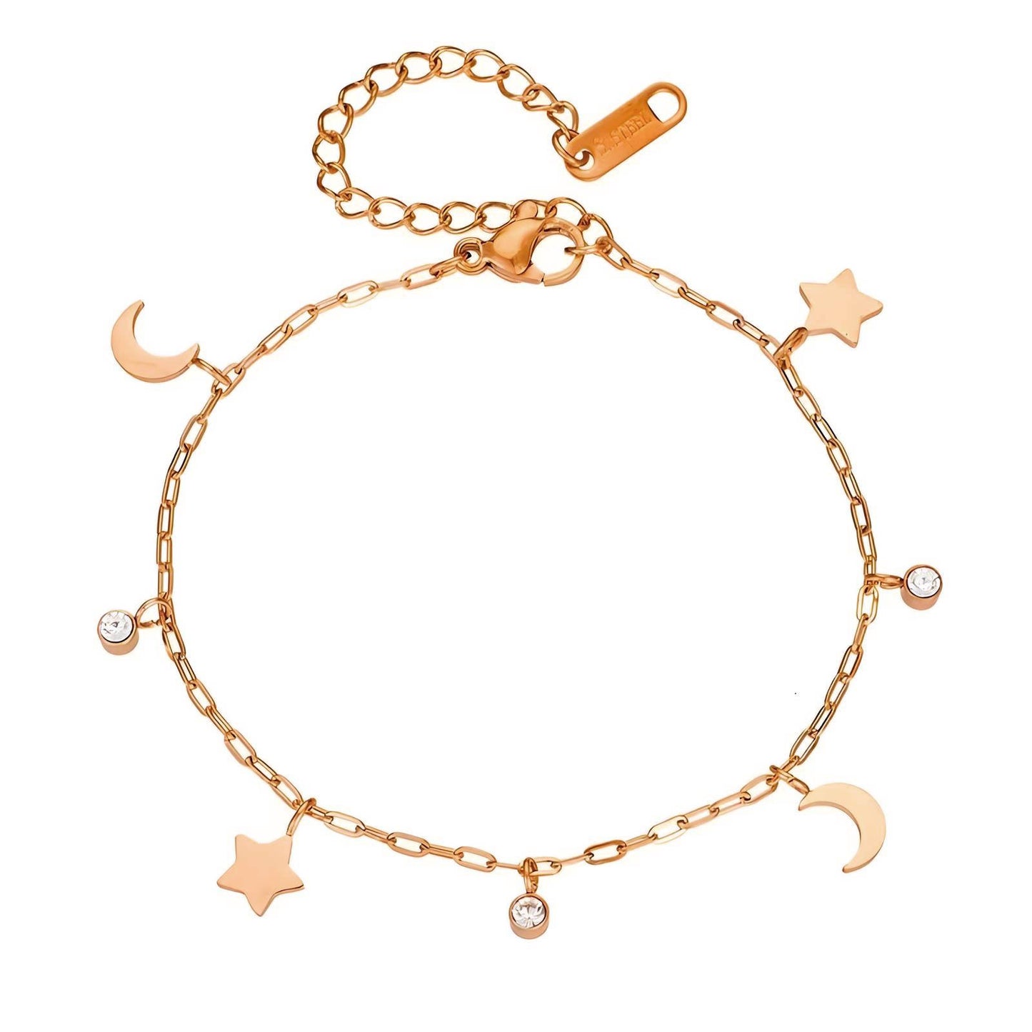 18K gold plated Stainless steel Crescent and Star bracelet, Intensity - The Best Accessory
