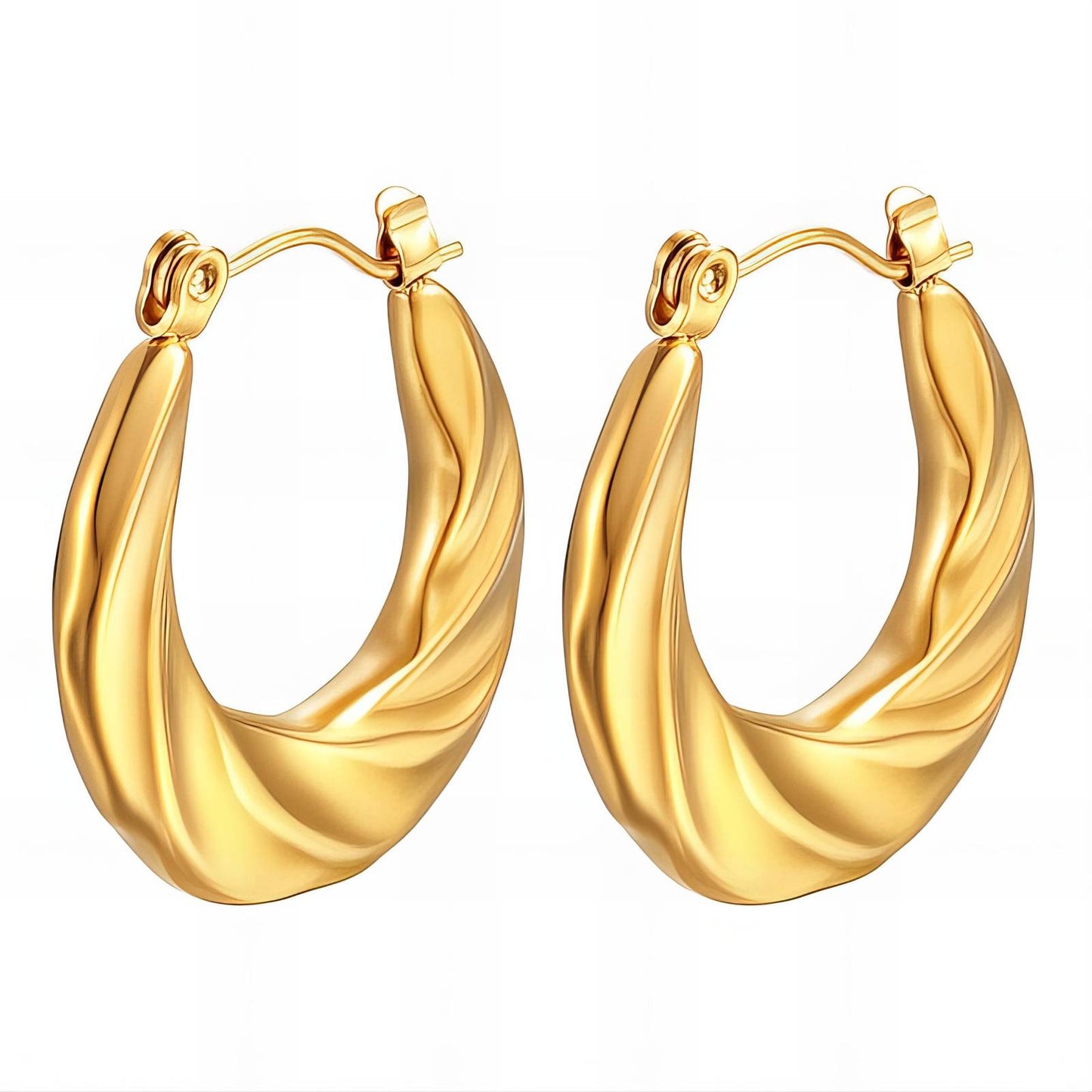 18K Gold Plated Stainless Steel Hoop Earrings, Intensity