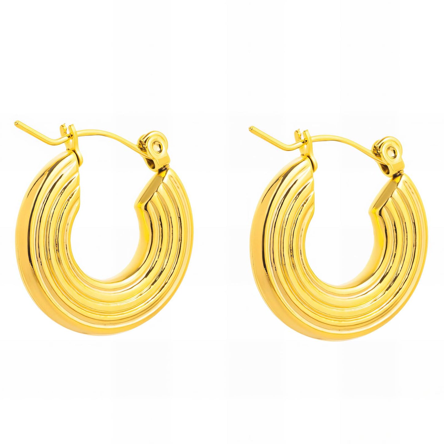 18K Gold Plated Stainless Steel Hoop Earrings, Intensity - The Best Accessory