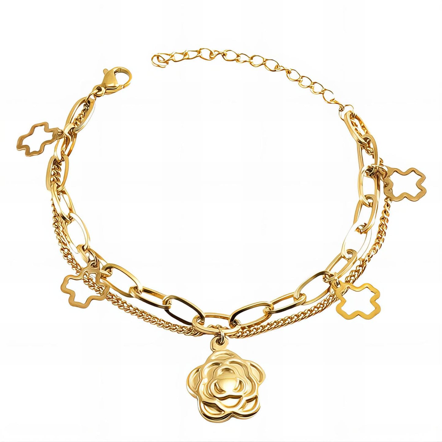 18K gold plated Stainless steel Flowers bracelet, Intensity - The Best Accessory