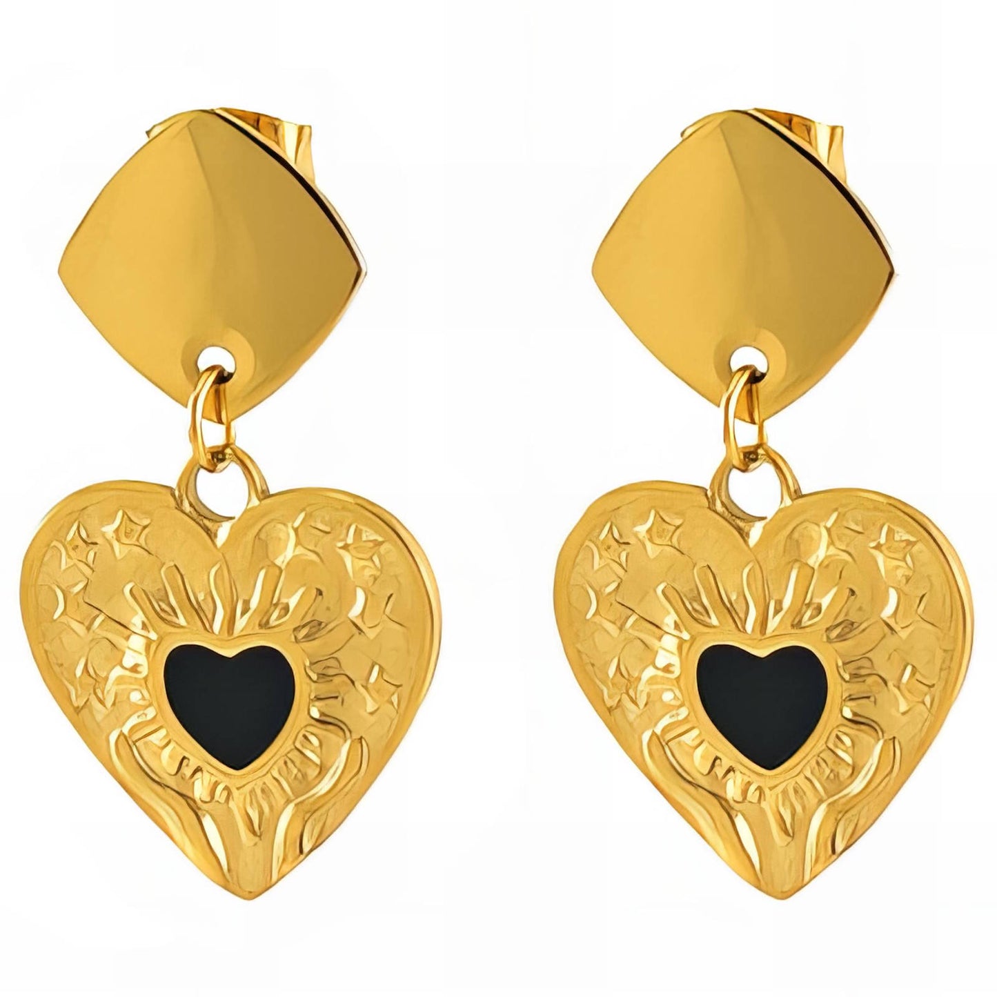 18K gold plated Stainless steel Hearts earrings, Intensity - The Best Accessory