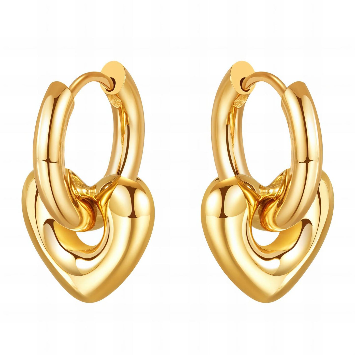 18K gold plated Stainless steel Hearts earrings, Intensity - The Best Accessory