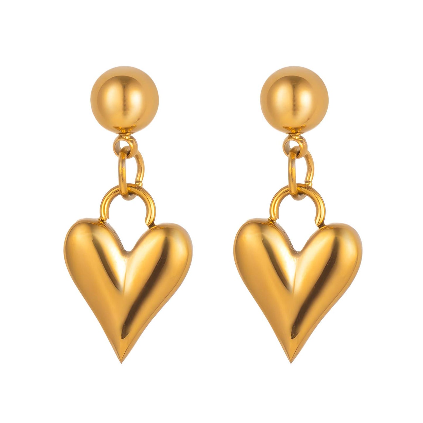18K gold plated Stainless steel Hearts earrings, Intensity - The Best Accessory