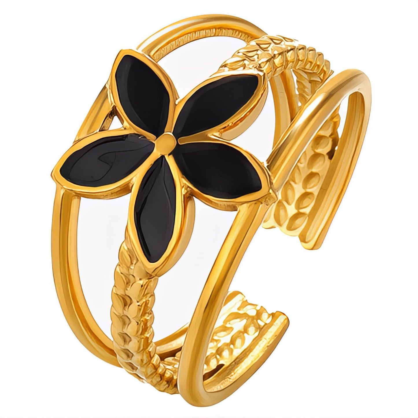 18K gold plated Stainless steel Flowers finger ring, Intensity - The Best Accessory