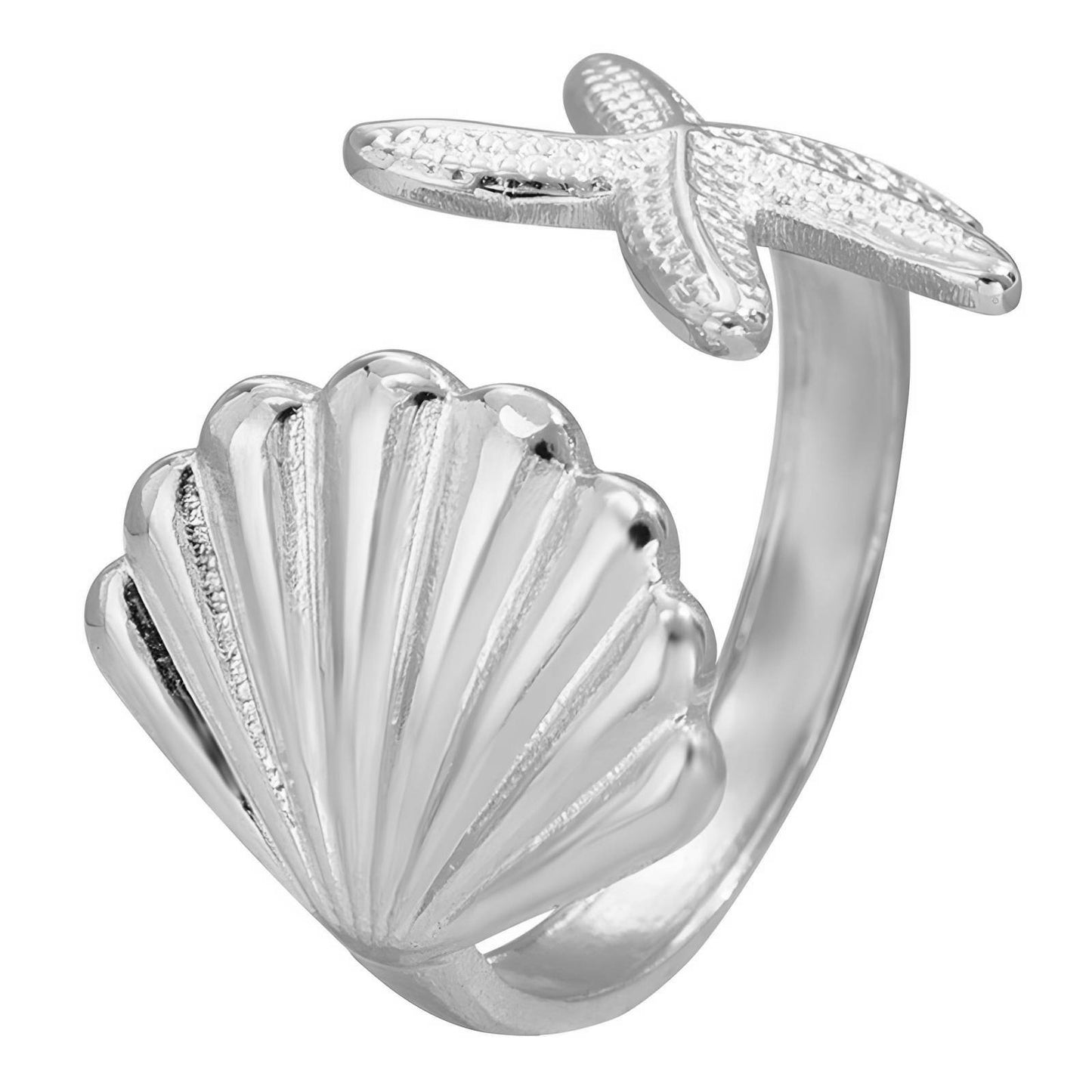 Stainless steel Starfish & Shell finger ring, Intensity - The Best Accessory