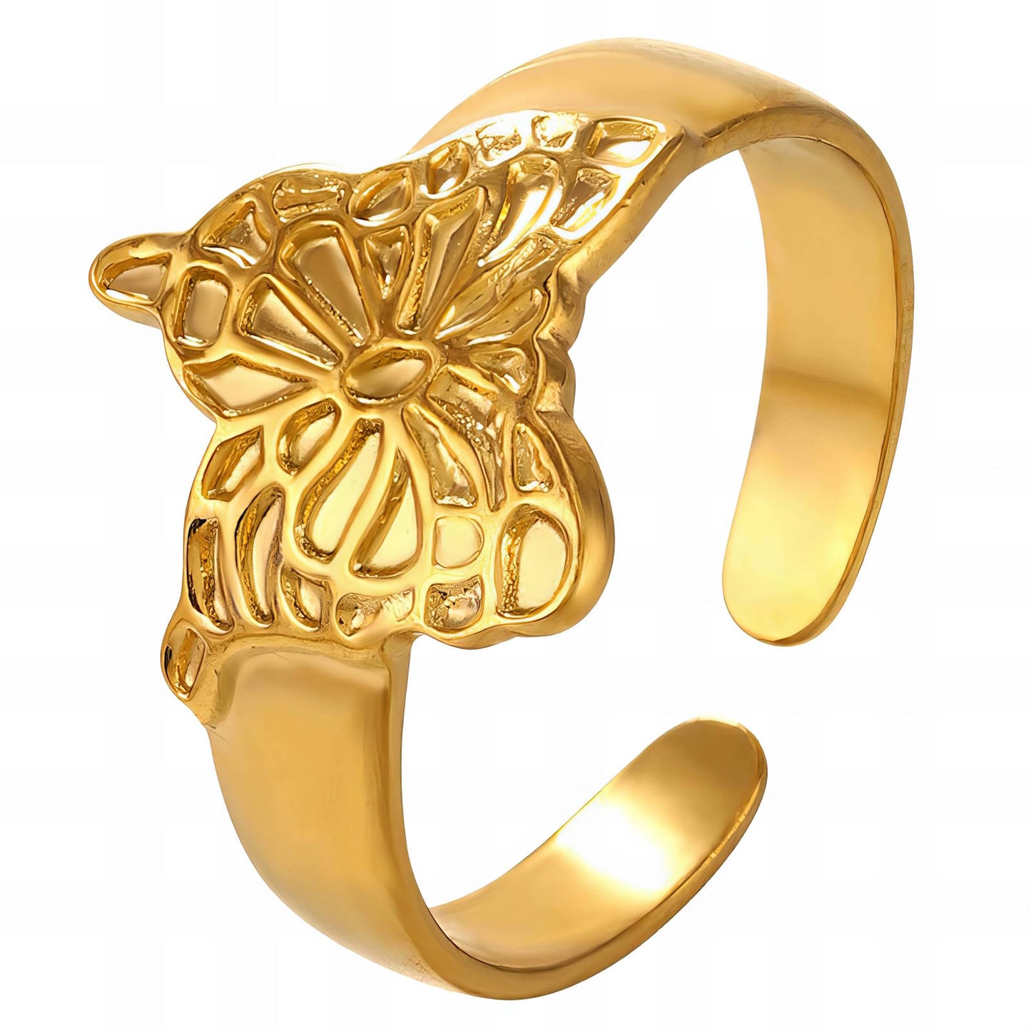 18K gold plated Stainless steel Butterfly finger ring, Intensity - The Best Accessory