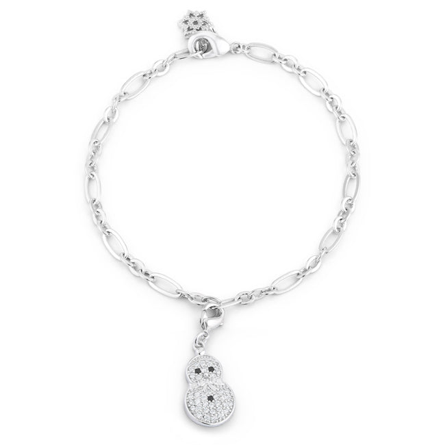 Snowman 0.2ct CZ Rhodium Holiday Charm Bracelet - The Best Accessory