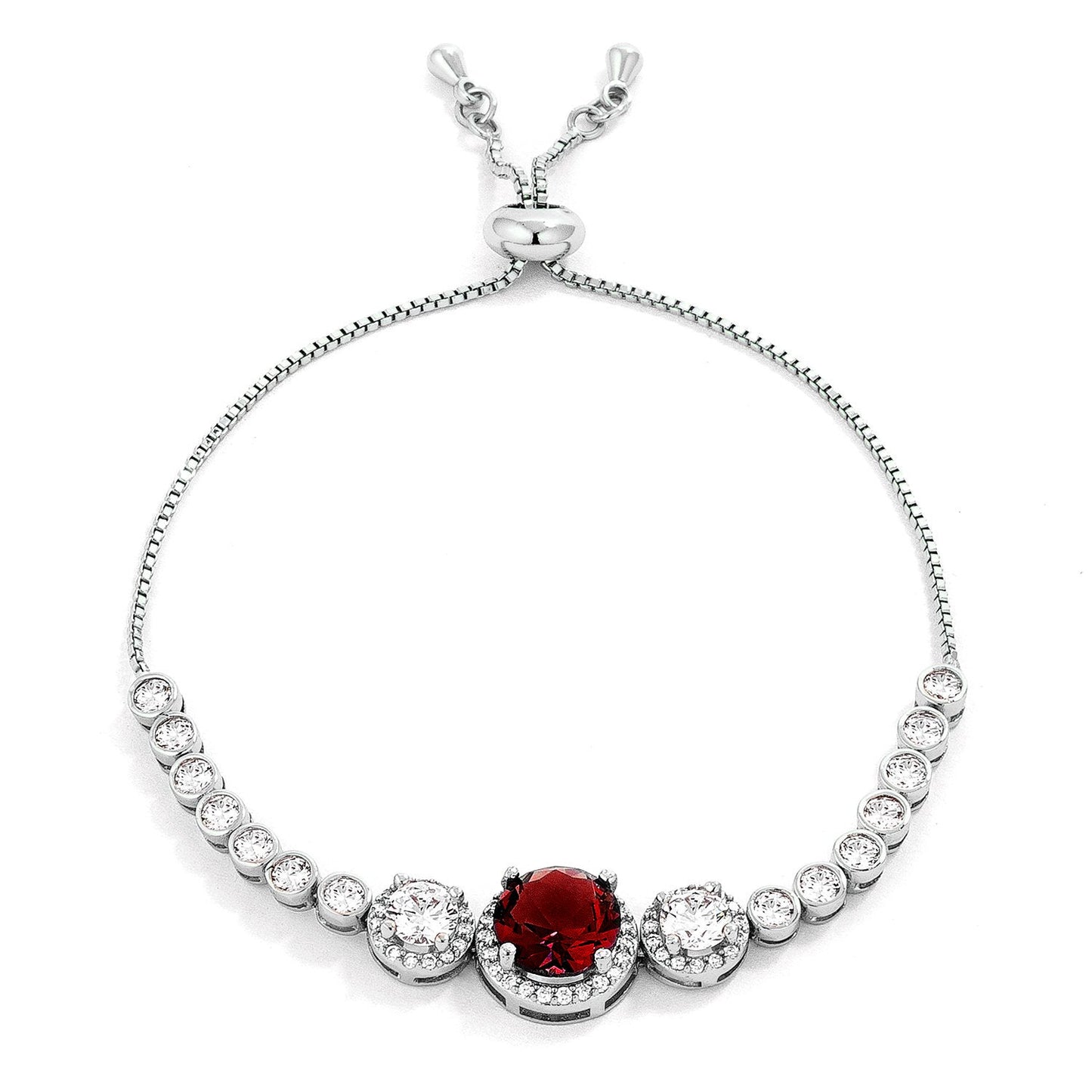 Deep Red and Clear CZ Bolo Style Tennis Bracelet - The Best Accessory