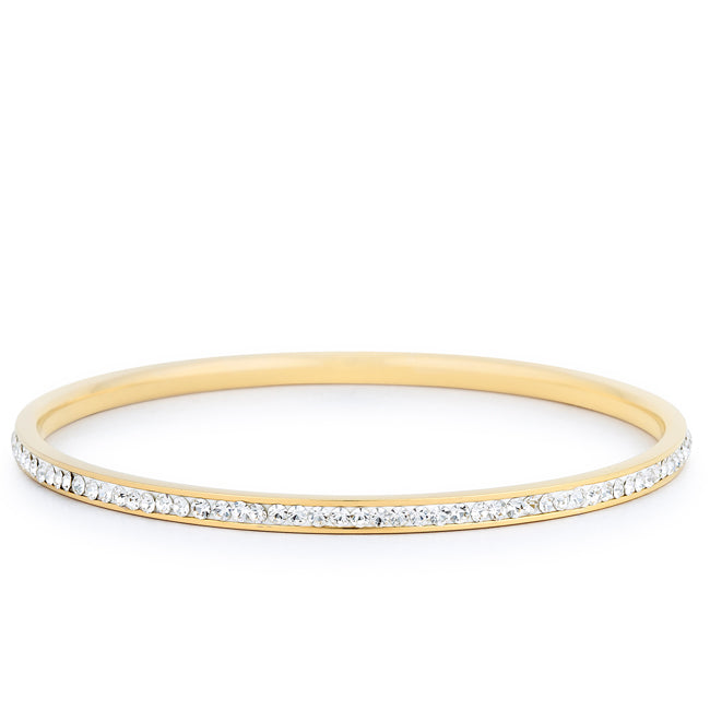 Simple Goldtone Finish Crystal Bangle - The Best Accessory