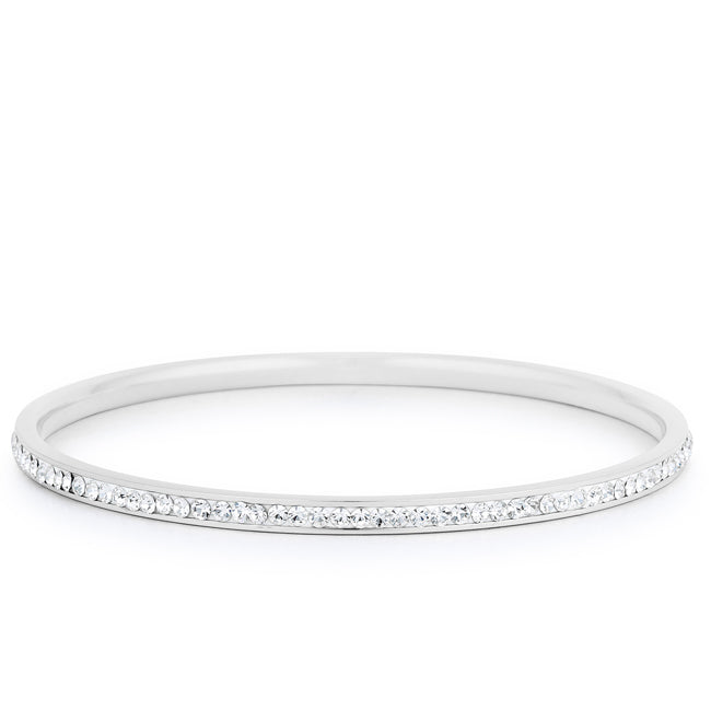Simple Rhodium Plated Finish Crystal Bangle - The Best Accessory
