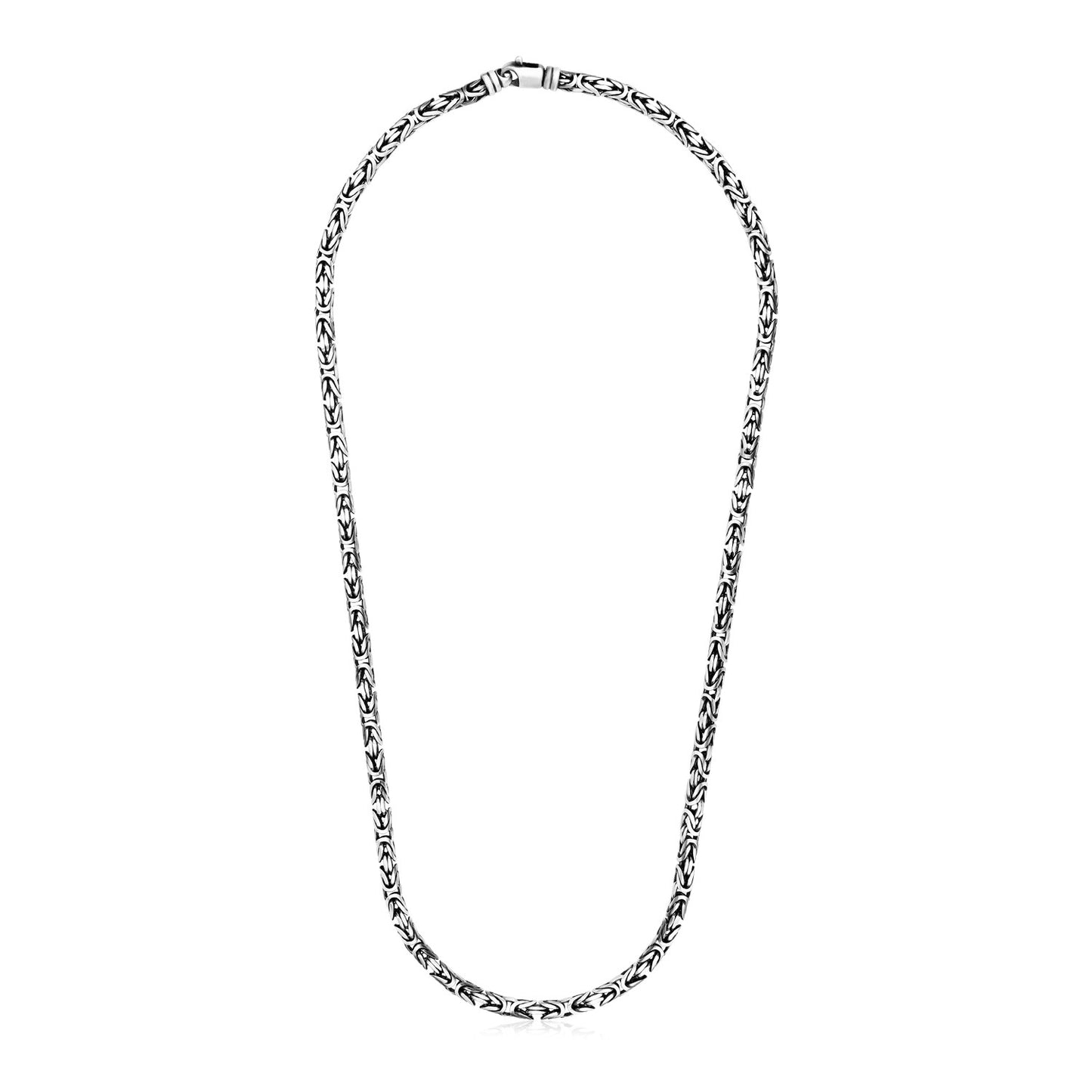 Sterling Silver Gunmetal Finish Byzantine Chain Necklace - The Best Accessory