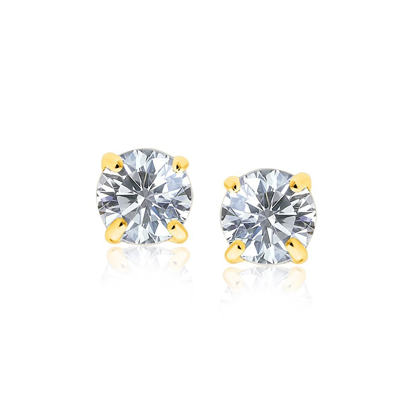 14k Yellow Gold 8.0mm Round CZ Stud Earrings - The Best Accessory