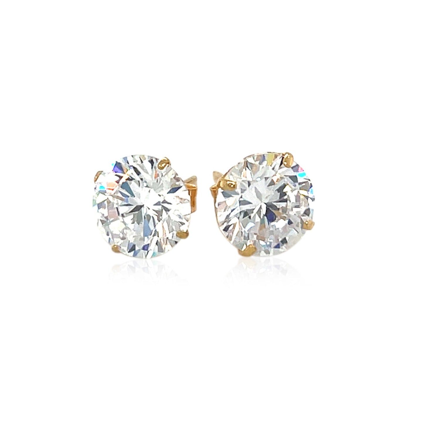 14k Yellow Gold 8.0mm Round CZ Stud Earrings - The Best Accessory